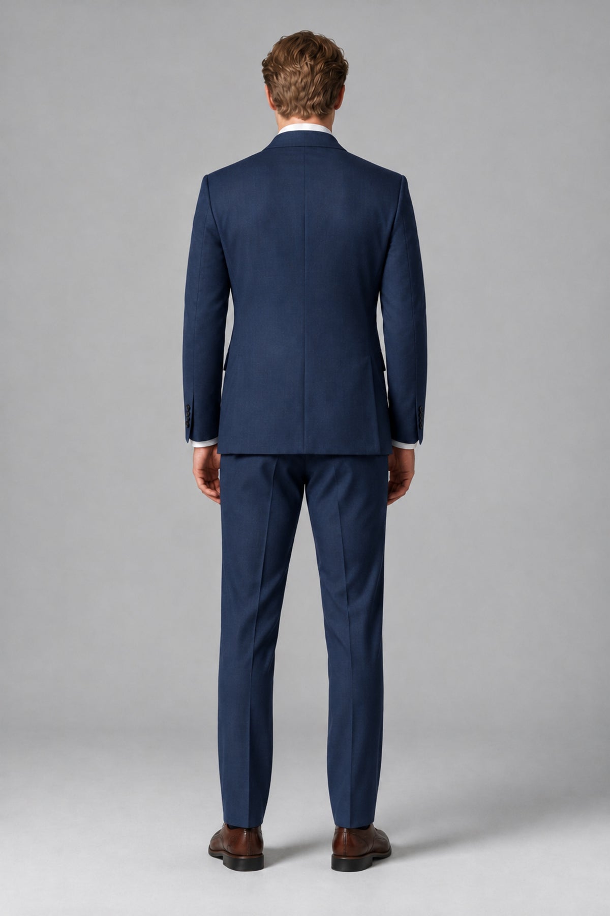 Bolodoo Men's Navy Blue Double-Breasted Two-Piece Suit with Peak Lapels - Navy Blue - Navy Blue_3