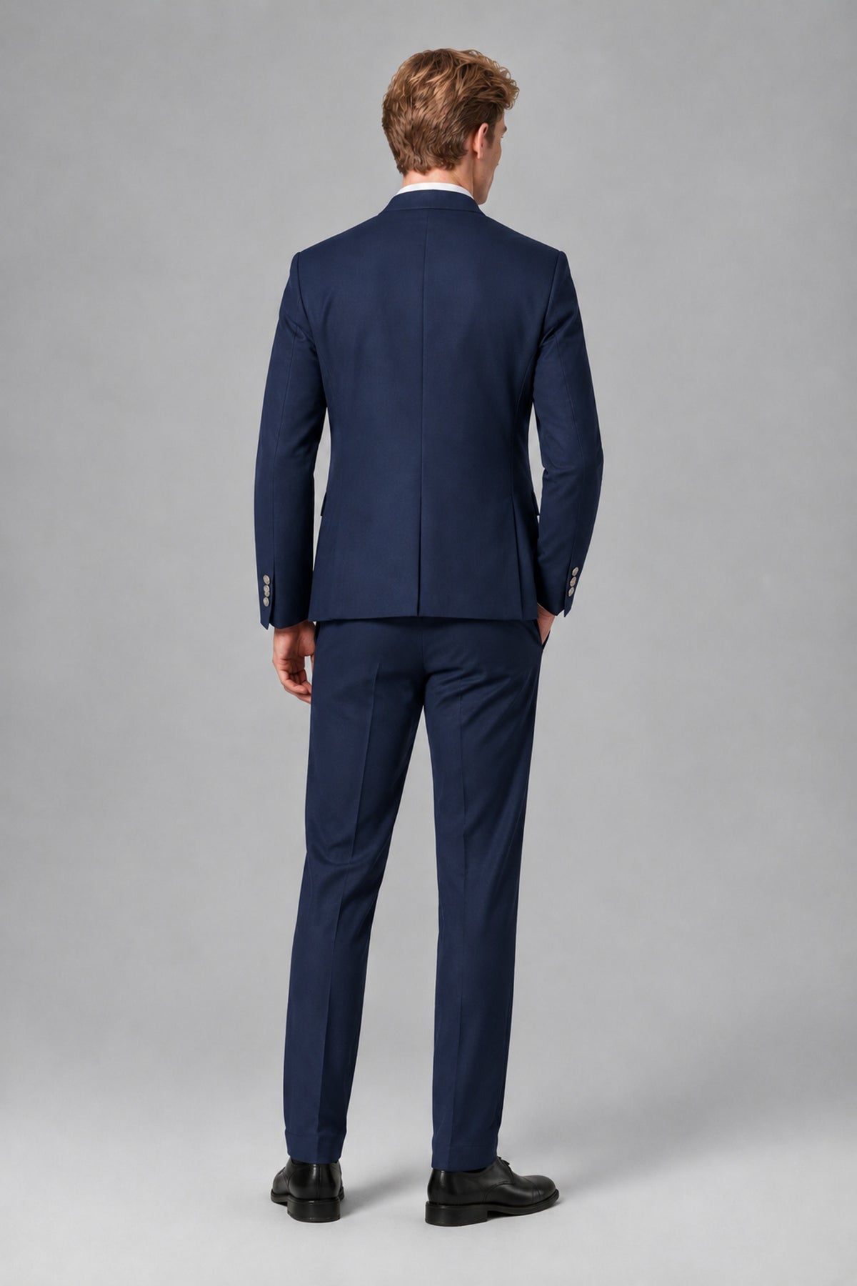 Bolodoo Men's Navy Blue Mandarin Collar 3-Piece Suit – Jacket, Vest & Trousers - Navy Blue - Navy Blue_3