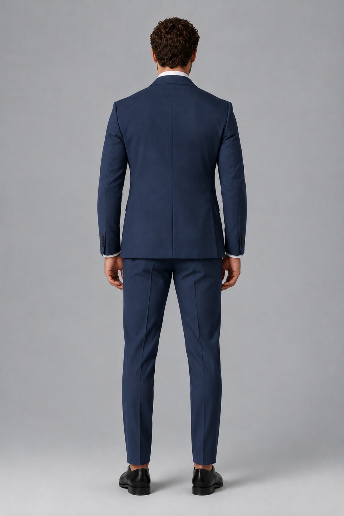Bolodoo Men's Navy Blue Two-Piece Suit with Notch-Lapel Jacket & Trousers - Navy Blue - Navy_Blue_3