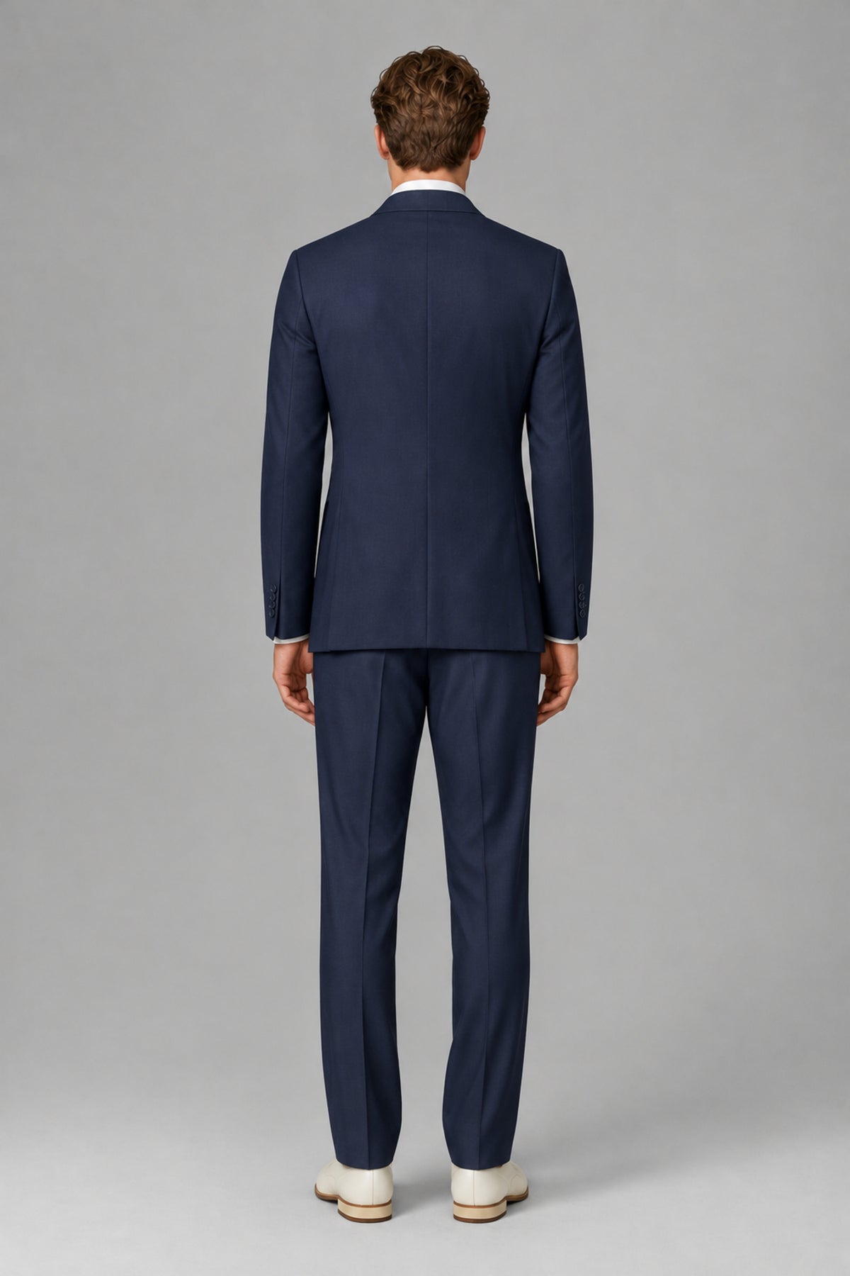 Bolodoo Men's Navy Blue Wrap Tie-Waist Two-Piece Suit – Jacket & Trousers - Navy Blue - Navy Blue_3
