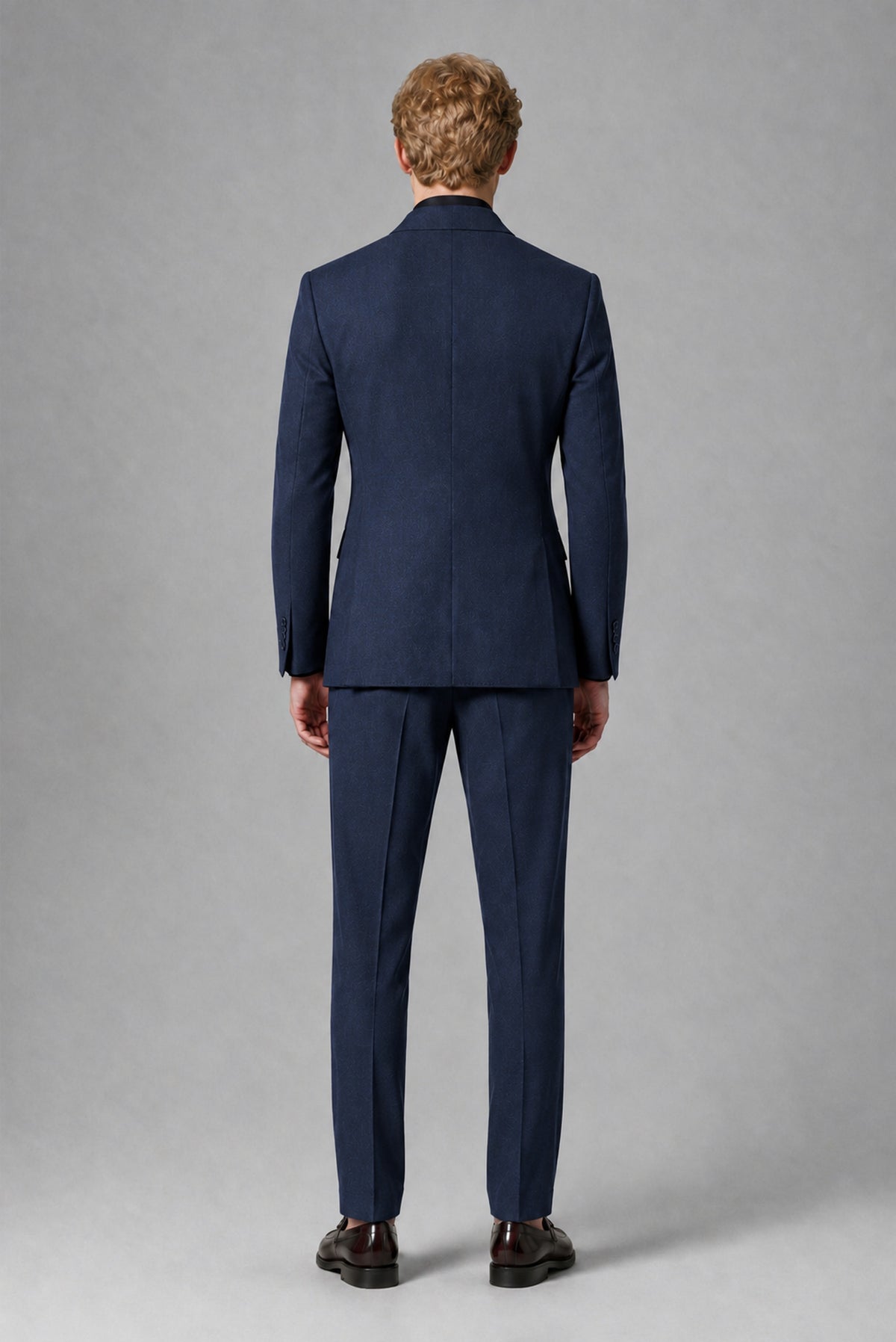 BOLODOO Men's Navy Blue Double-Breasted Two-Piece Suit – Jacket & Trousers - Navy Blue