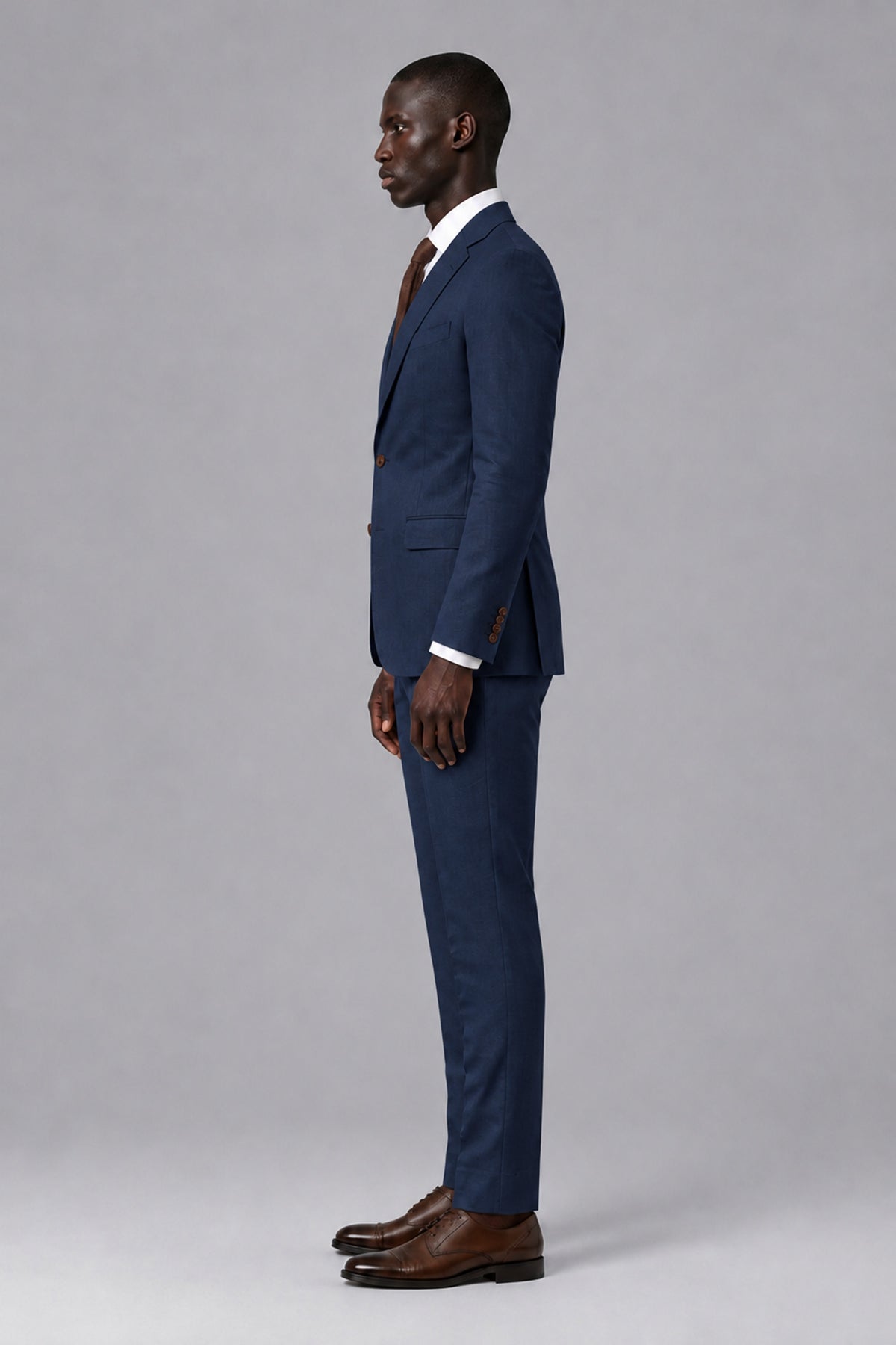 Men's Navy Blue Two-Piece Notch Lapel Suit - Navy Blue - Navy Blue_4