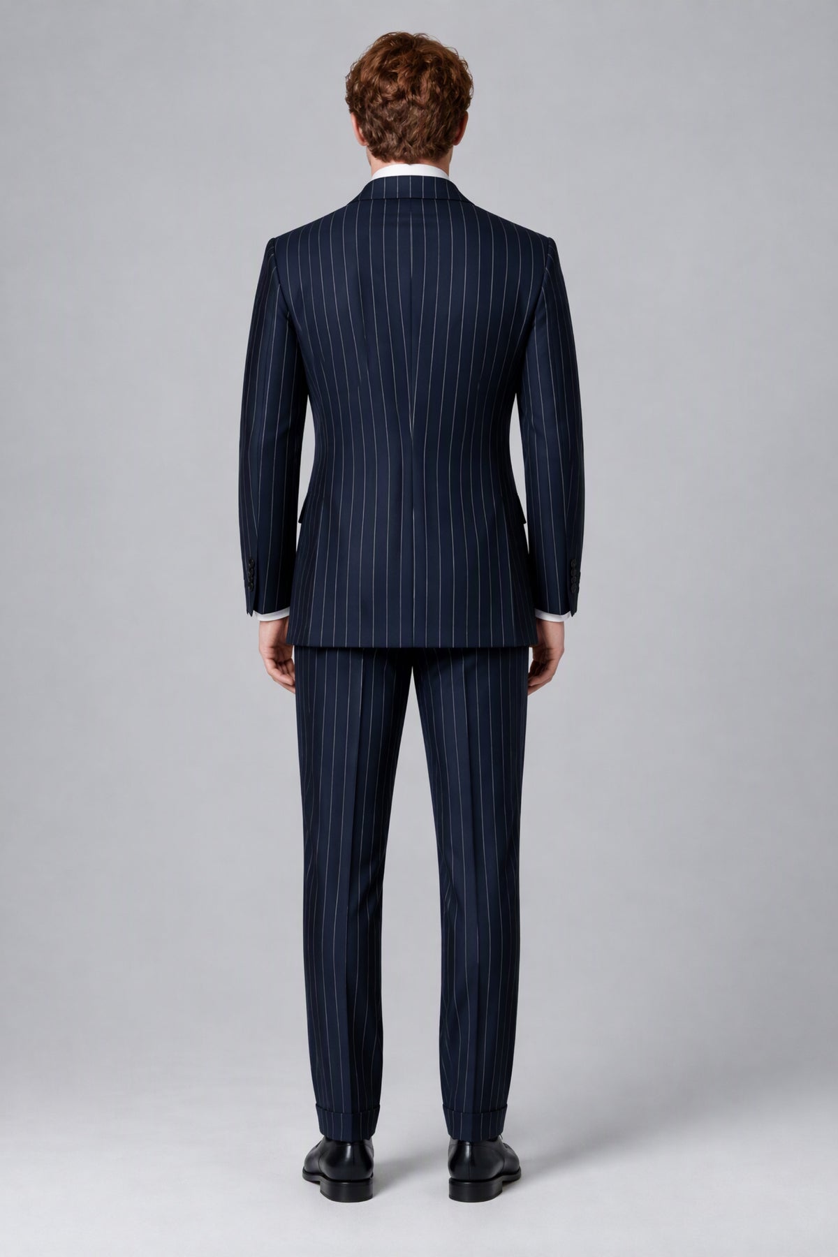 Bolodoo Men's Navy Blue Pinstripe Double-Breasted 2-Piece Suit – Jacket & Trousers - Navy Blue - Navy Blue (2)