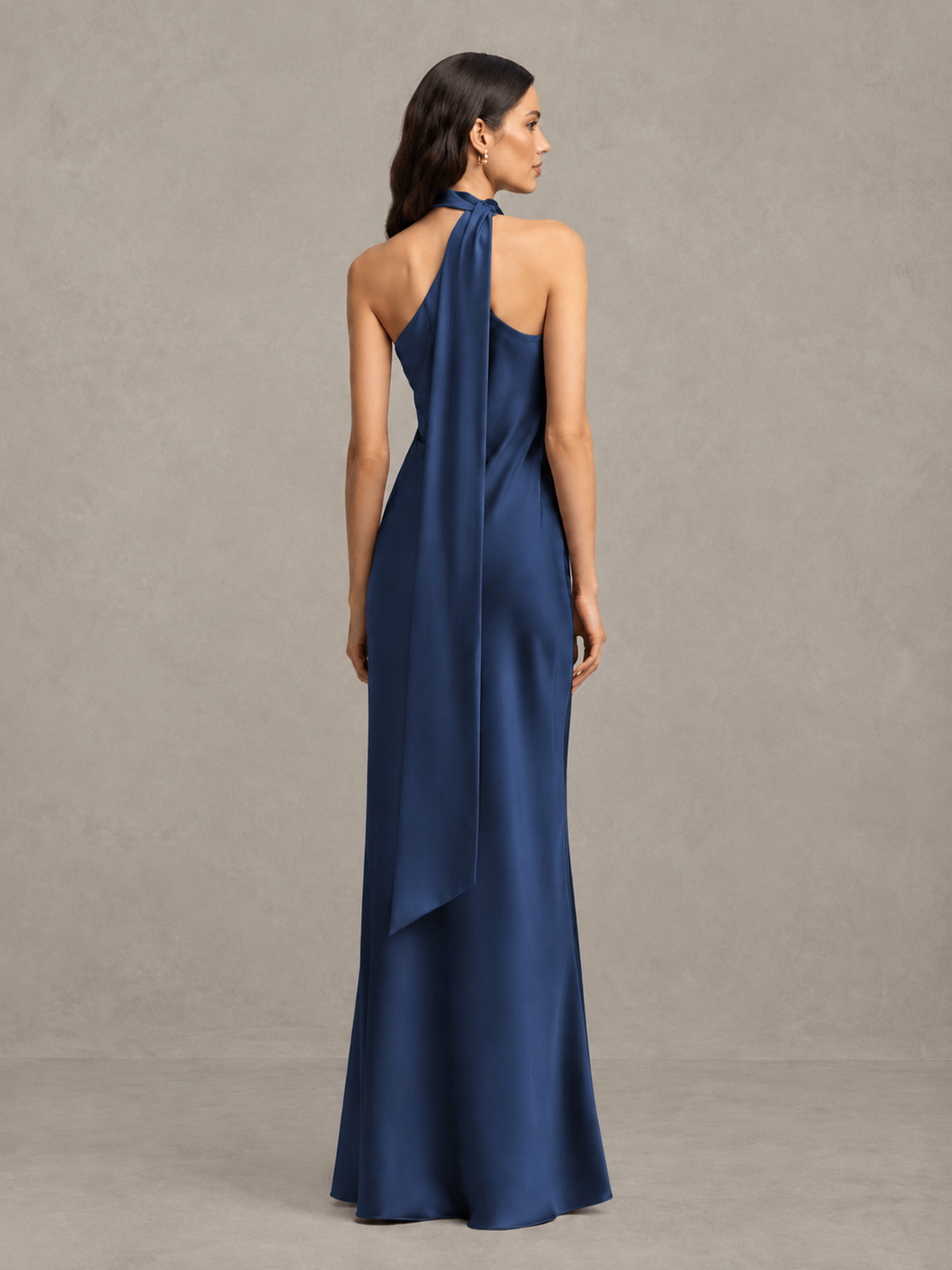 BOLODOO Navy Blue 1 Satin One-Shoulder Bridesmaid Dress with Open Back - Navy Blue 1 - Navy Blue_1 (2)