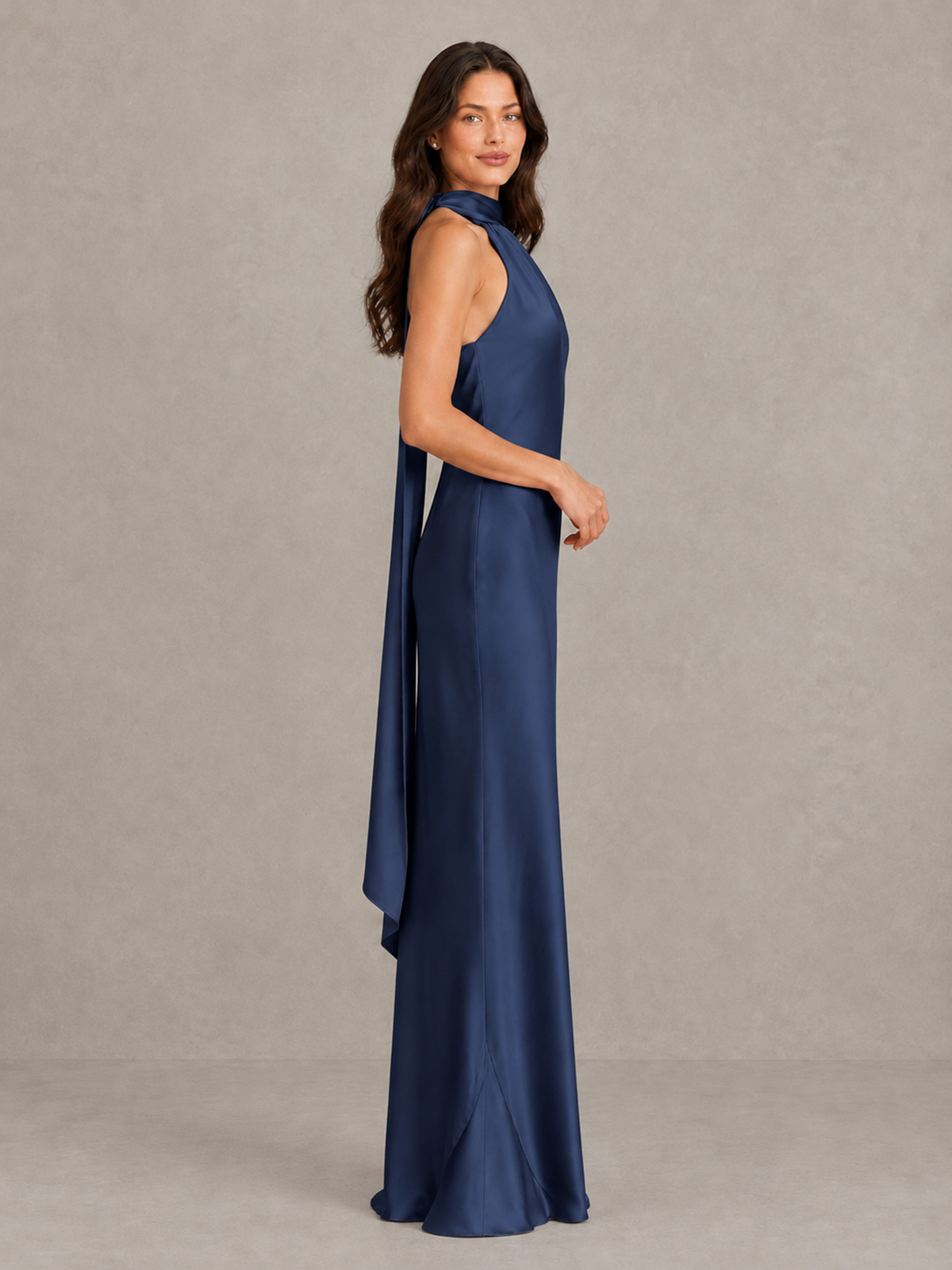 BOLODOO Navy Blue 1 Satin One-Shoulder Bridesmaid Dress with Open Back - Navy Blue 1 - Navy Blue_1 (3)
