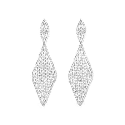 Geometric Rhombus Gold Simple Long Earrings with Rhinestones - BOLODOO