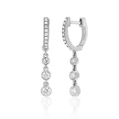 Tassel Gold Small Circle Long Earrings with Rhinestones - BOLODOO