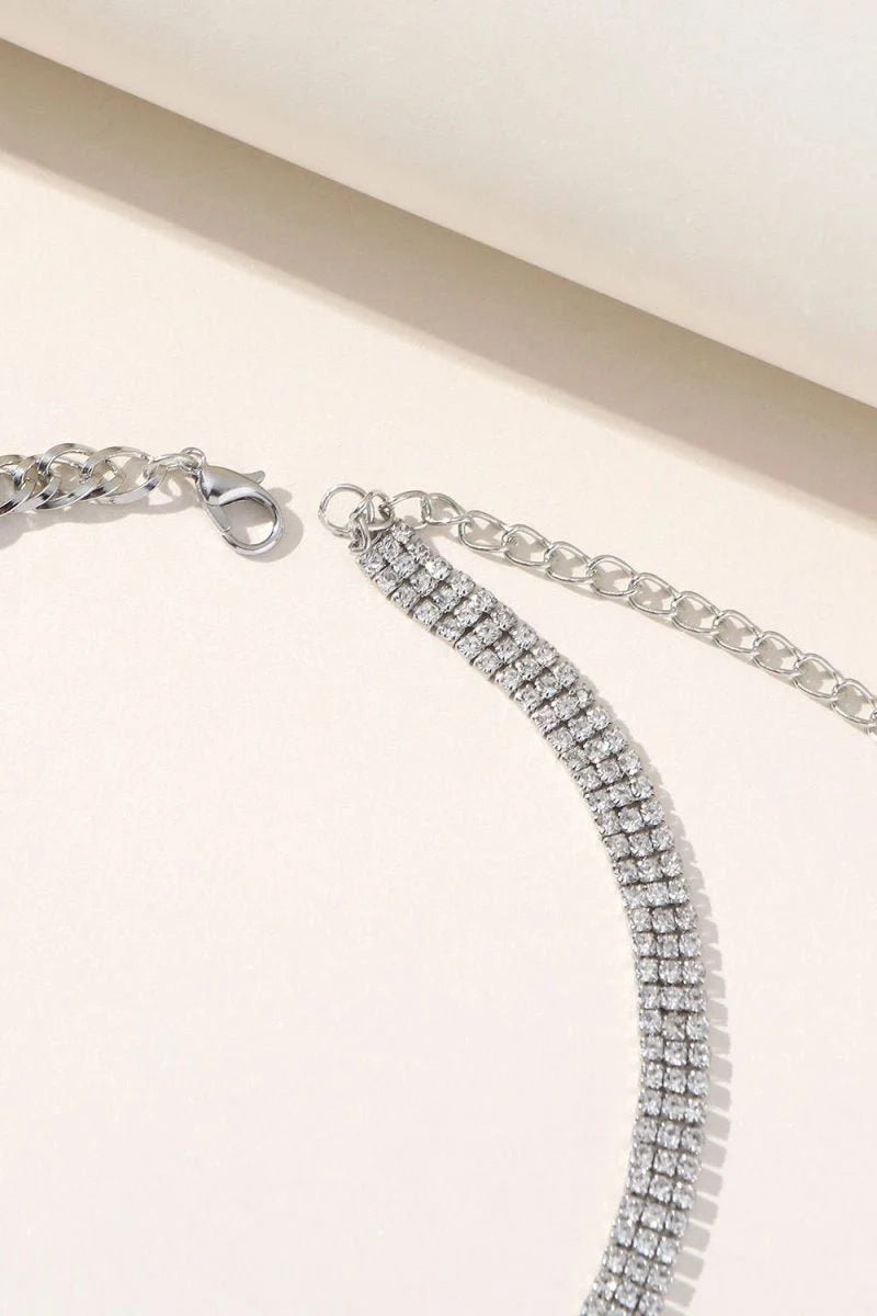Silver Sparking Rhinestone Choker Necklace