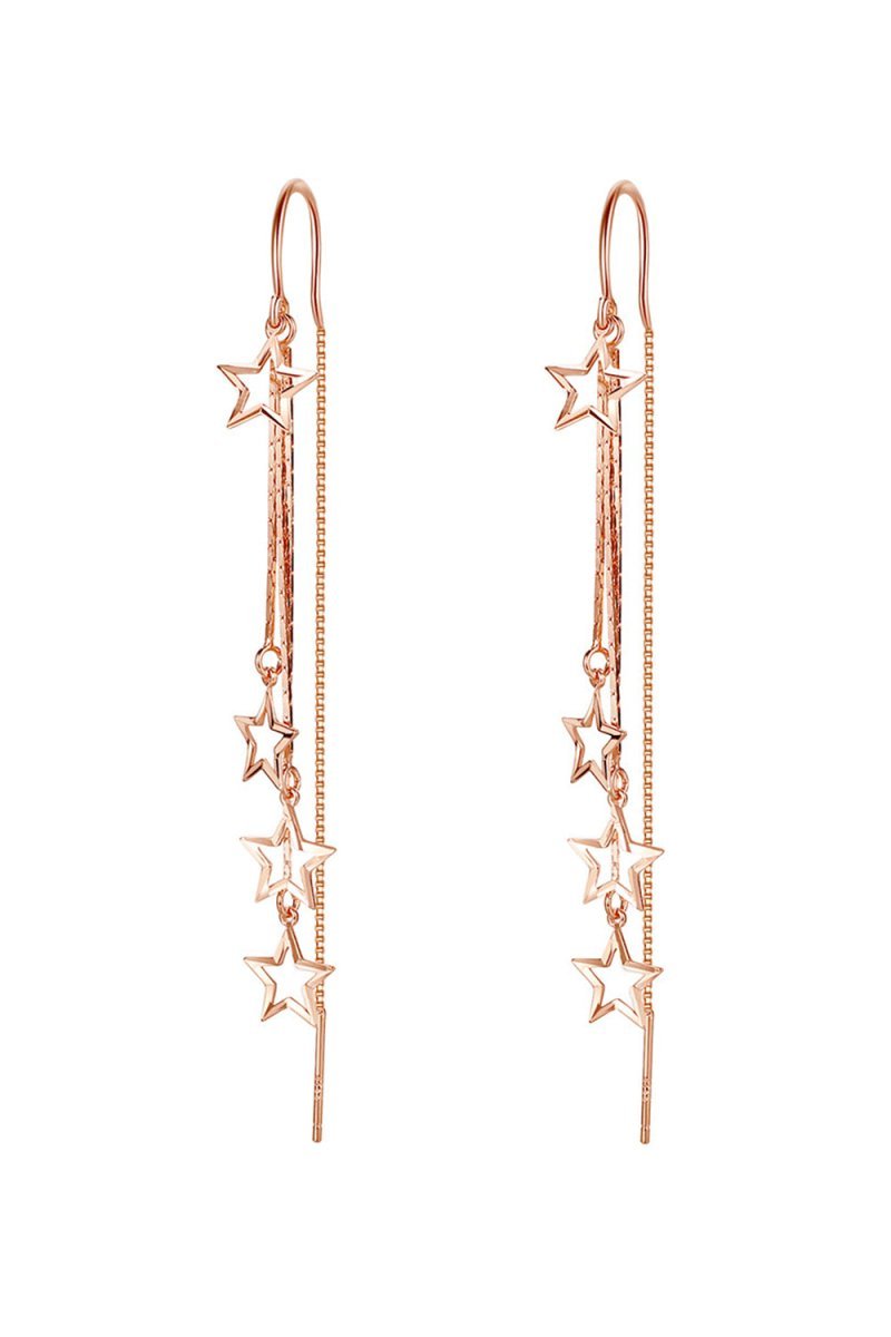 Long Dangle Drop Tassel Star Meteor Earrings - BOLODOO