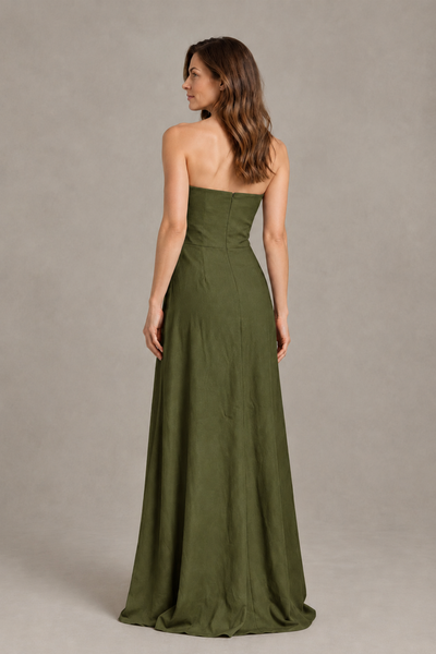BOLODOO Olive Green Strapless Floral Mother of the Bride Gown - Olive Green - Olive Green_02
