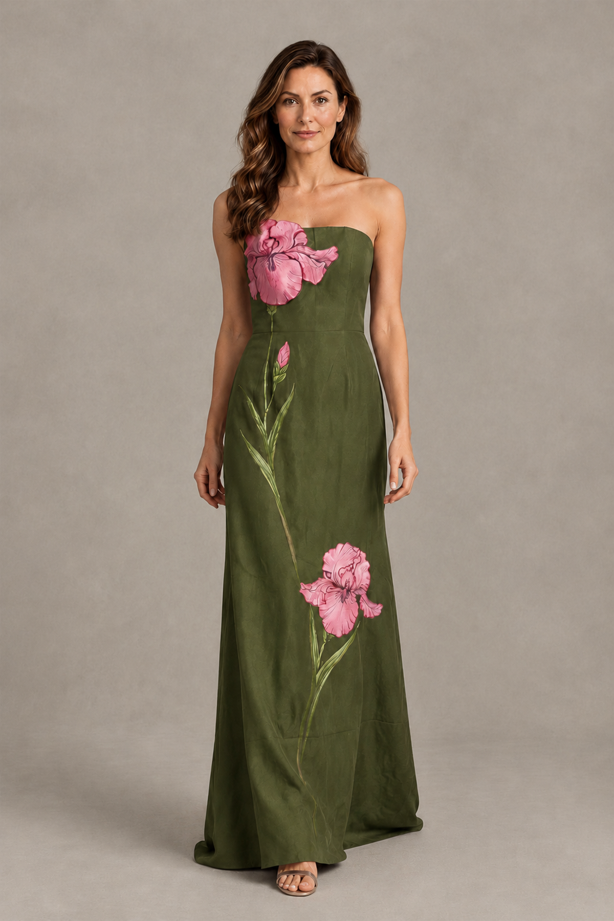 BOLODOO Olive Green Strapless Floral Mother of the Bride Gown - Olive Green - Olive Green_04