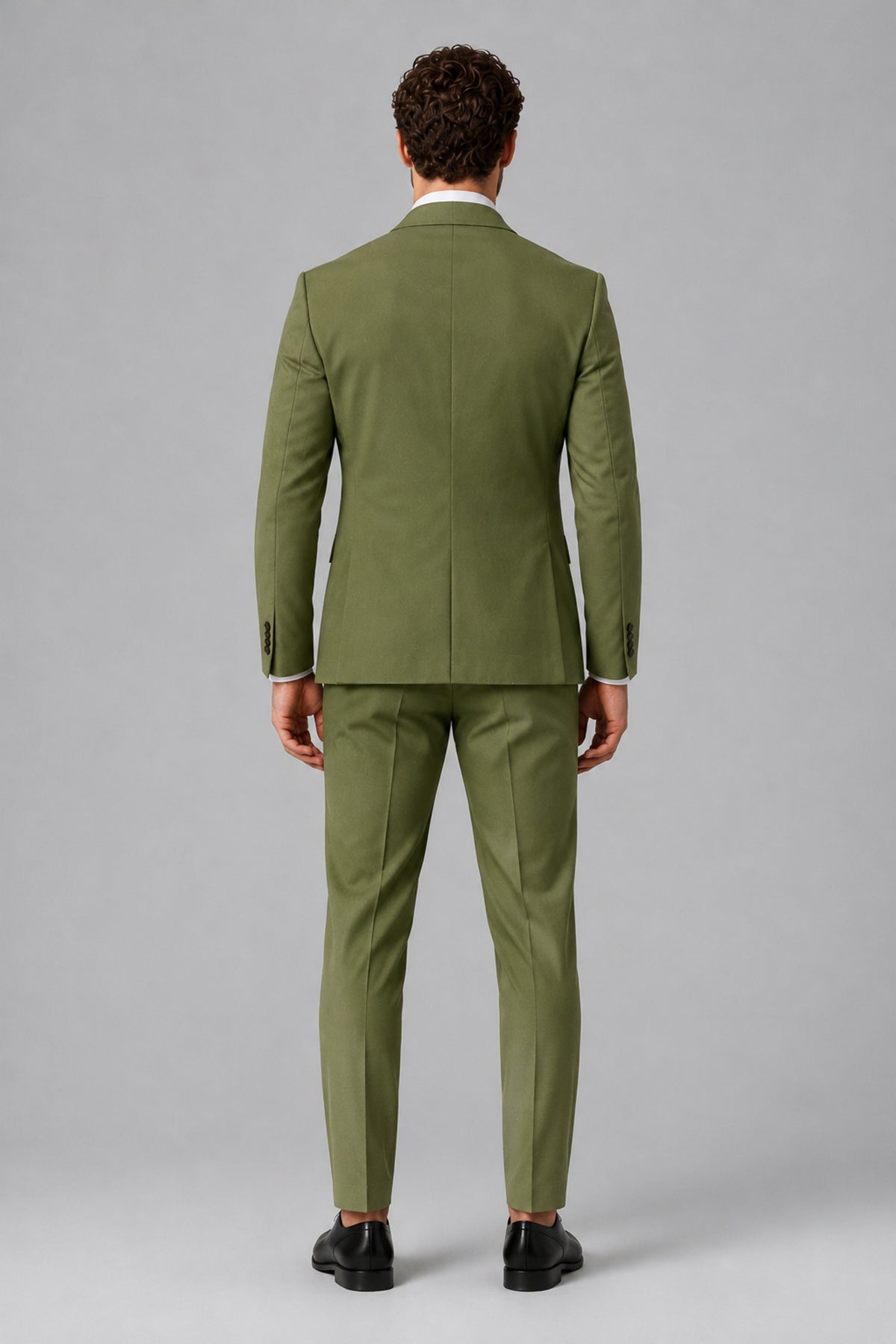 Bolodoo Men's Olive Green Two-Piece Suit with Notch-Lapel Jacket & Trousers - Olive Green - Olive_Green_3