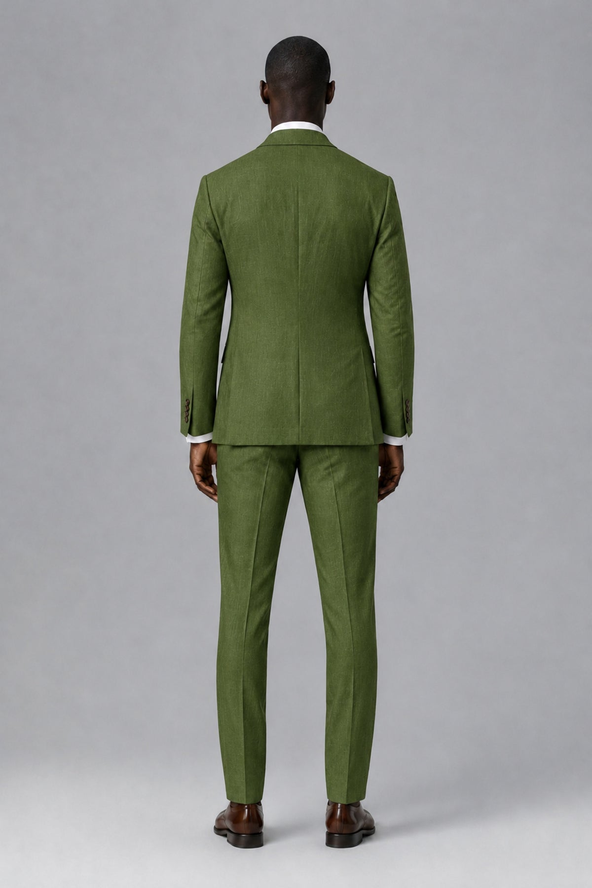 Men's Olive Green Two-Piece Notch Lapel Suit - Olive Green - Olive Green_3