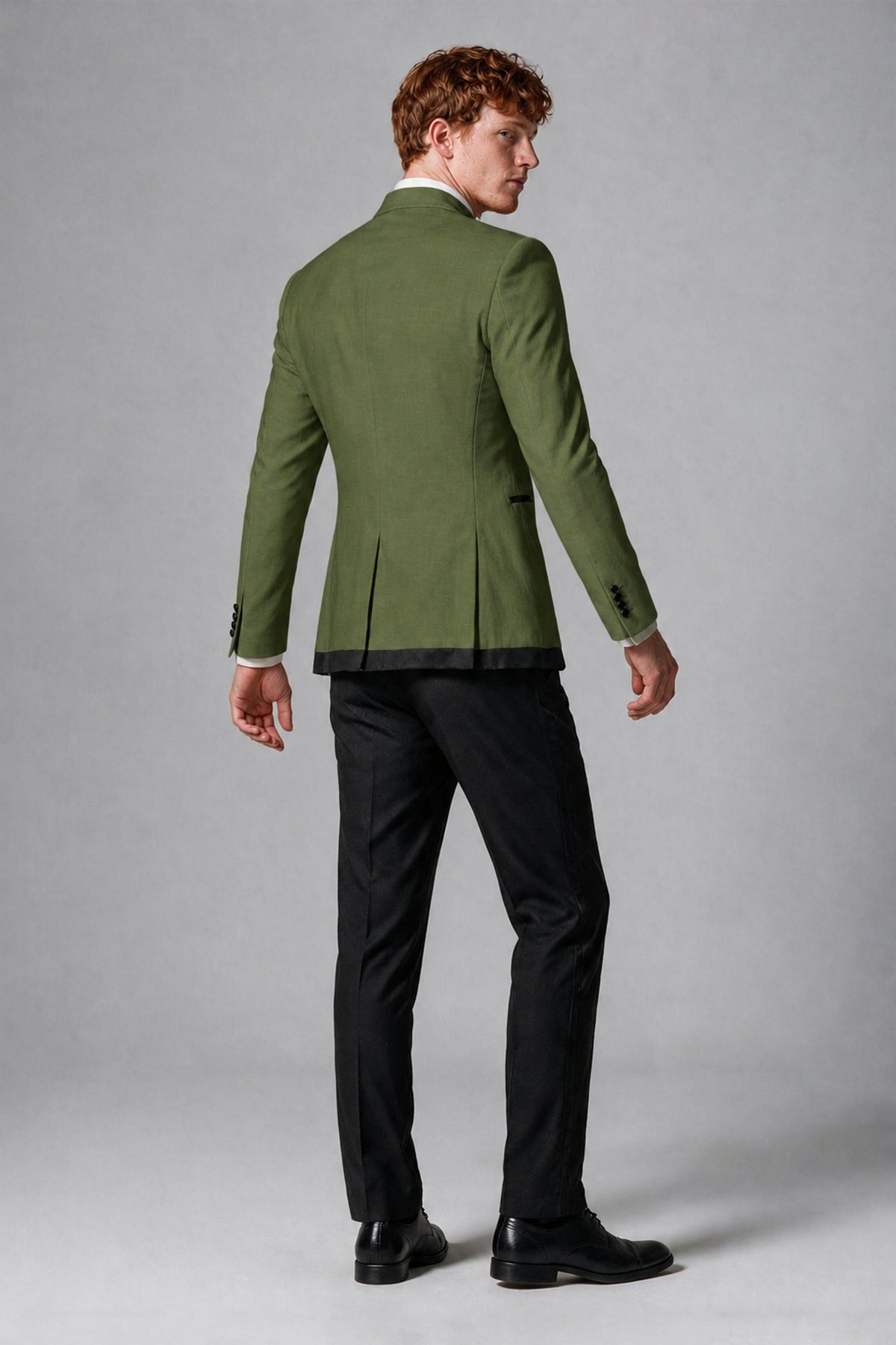 Bolodoo Men's Olive Green 3-Piece Shawl Lapel Tuxedo Suit with Vest - Olive Green - Olive Green_3