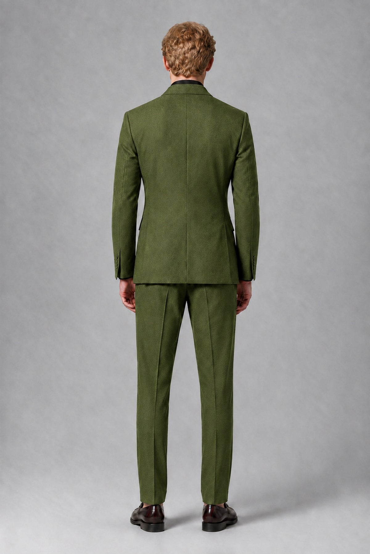 BOLODOO Men's Olive Green Double-Breasted Two-Piece Suit – Jacket & Trousers - Olive Green