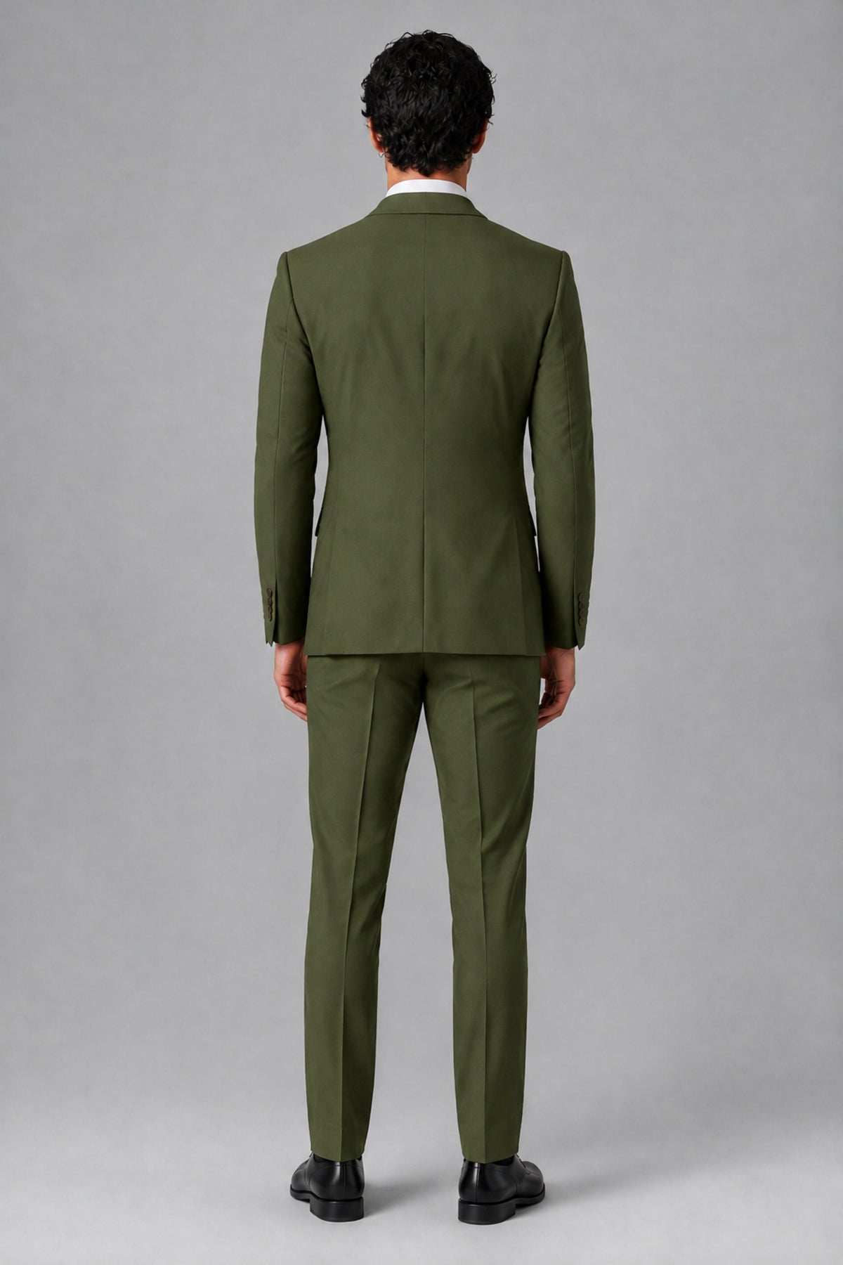Bolodoo Men's Olive Green 2-Piece Suit – Notch Lapel Jacket & Trousers - Olive Green - Olive_Green_4