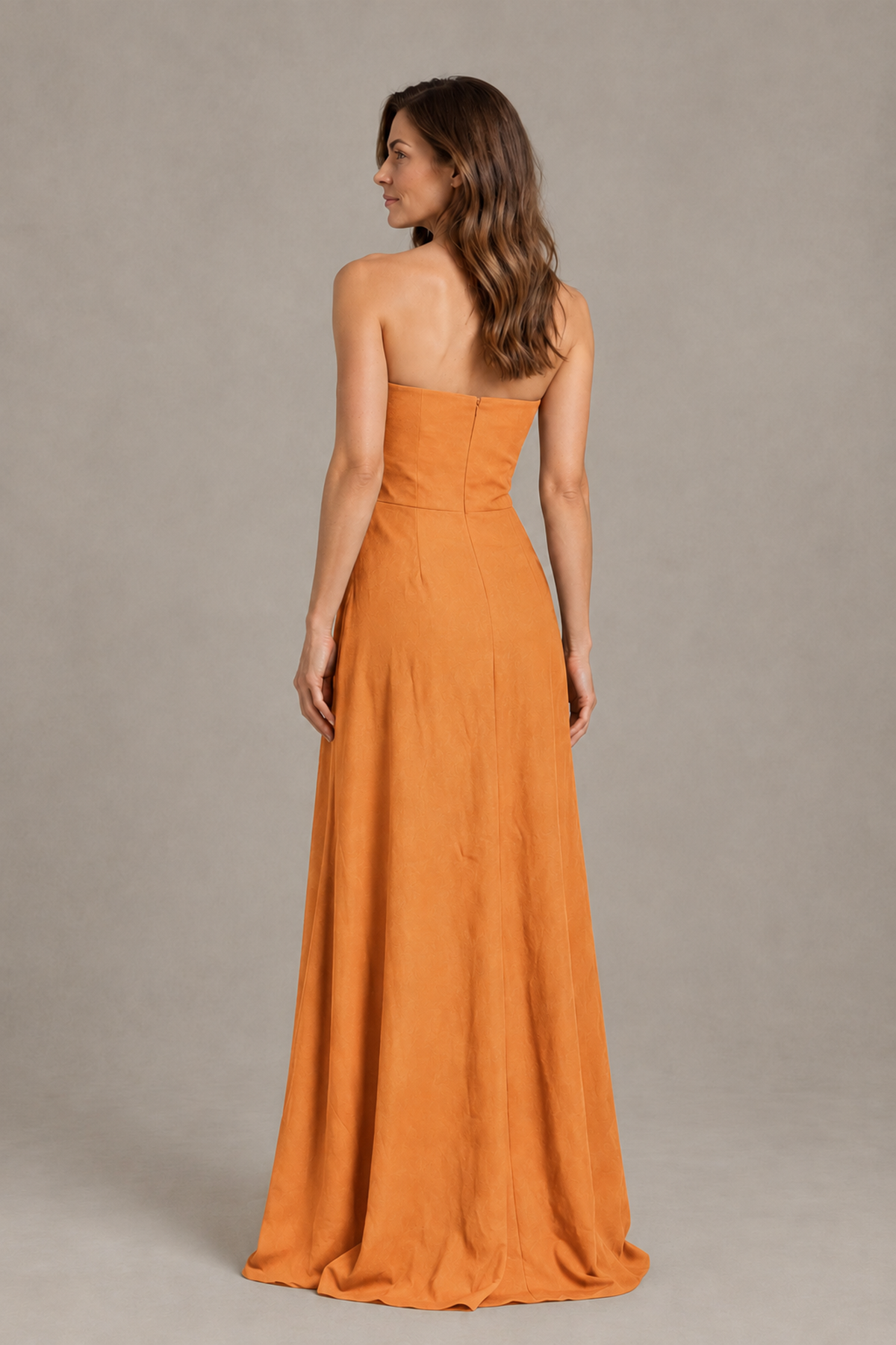 BOLODOO Orange Strapless Floral Mother of the Bride Gown - Orange - Orange_02