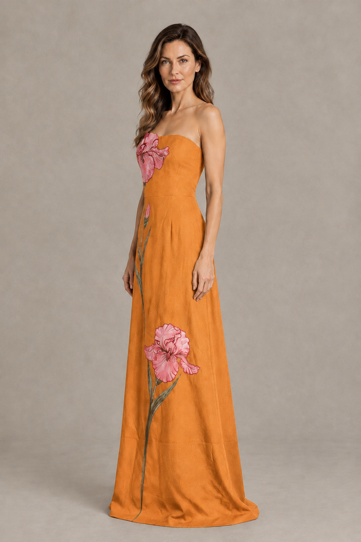 BOLODOO Orange Strapless Floral Mother of the Bride Gown - Orange - Orange_03