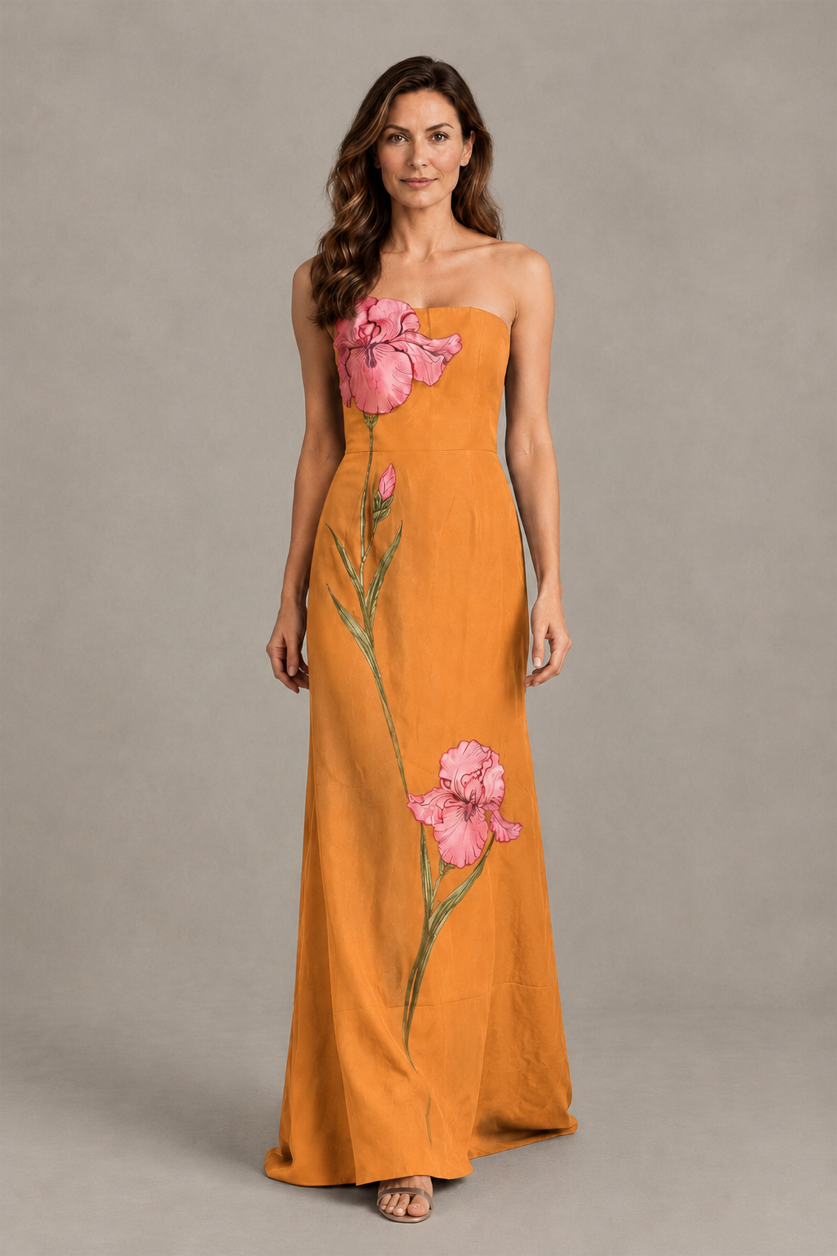 BOLODOO Orange Strapless Floral Mother of the Bride Gown - Orange - Orange_04
