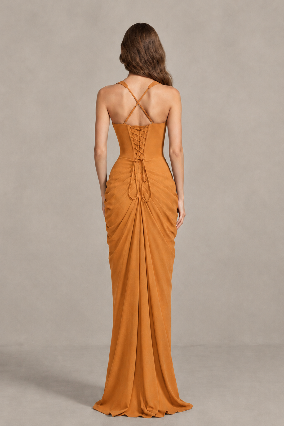 BOLODOO Orange Sweetheart Maxi Dress with High Slit - Orange - Orange_2