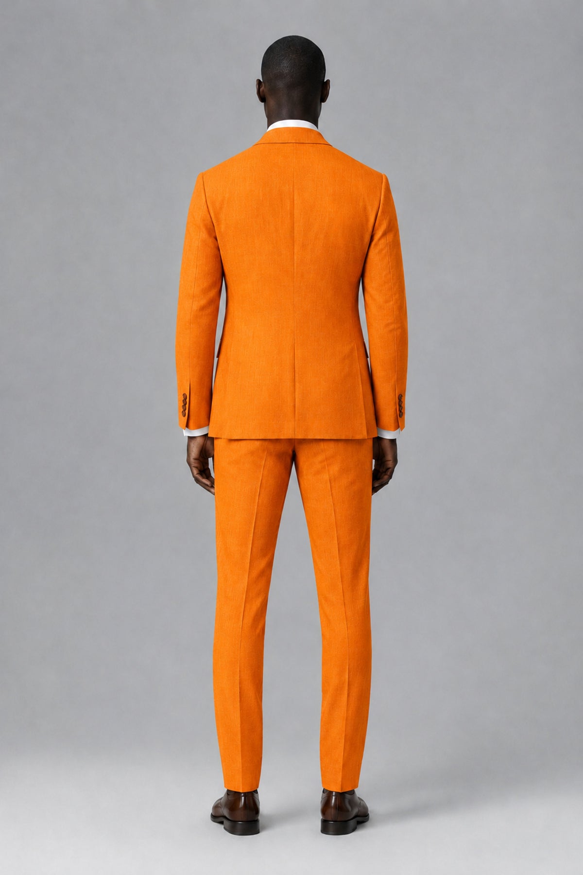 Men's Orange Two-Piece Notch Lapel Suit - Orange - Orange_3