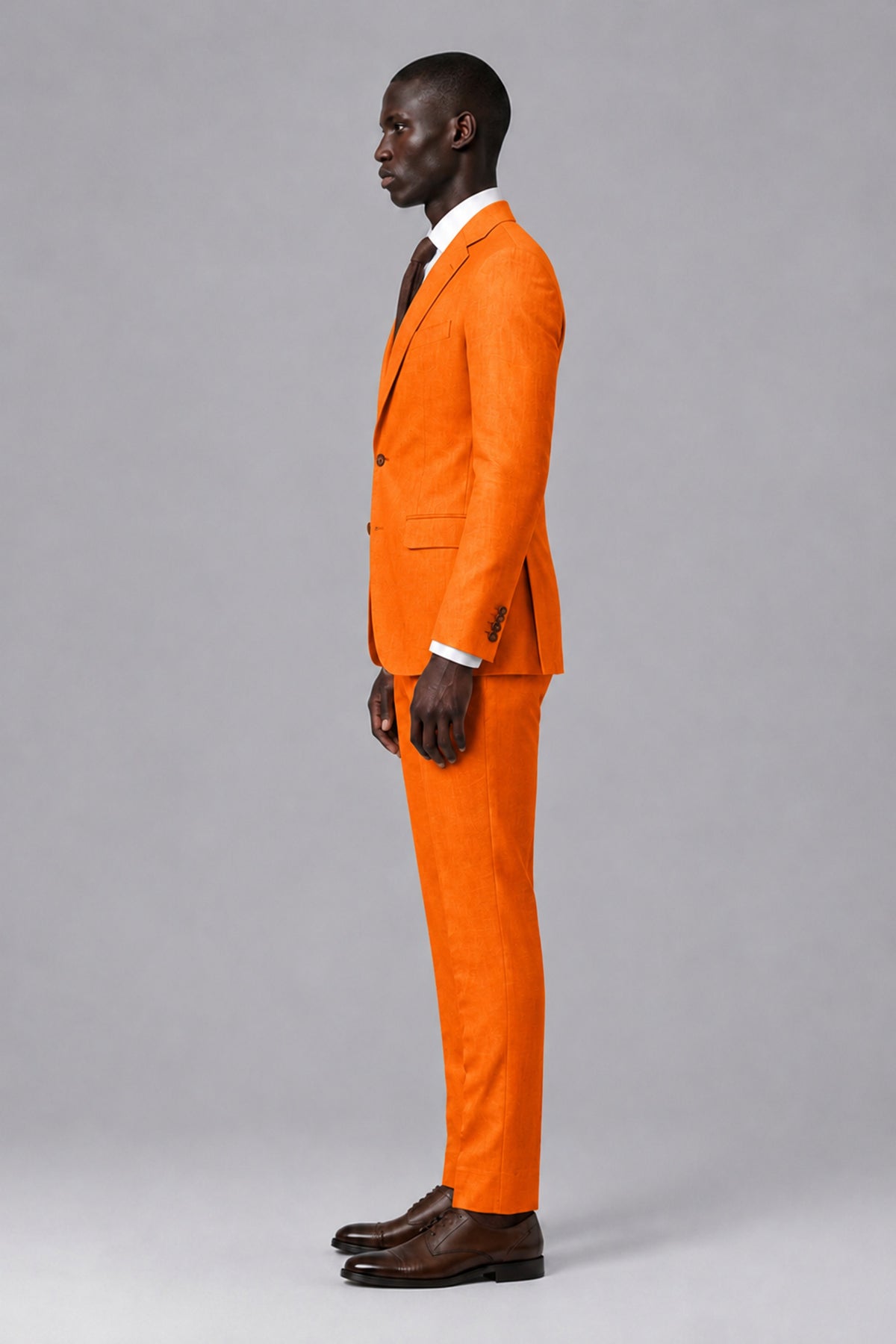 Men's Orange Two-Piece Notch Lapel Suit - Orange - Orange_4
