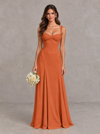 BOLODOO Orange Sweetheart Lace-Up Back Bridesmaid Dress - Orange - Orange (1)