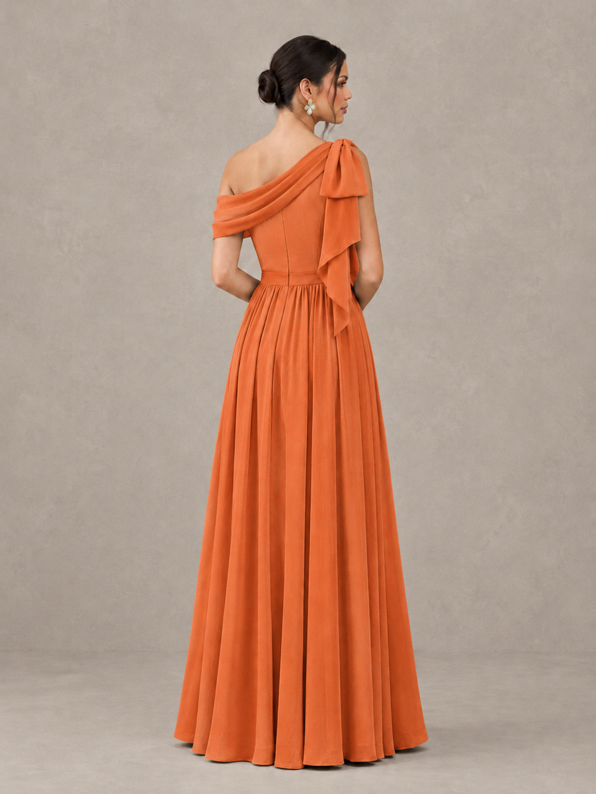 BOLODOO Orange One-Shoulder Maternity Bridesmaid Dress with Slit - Orange - Orange (2)