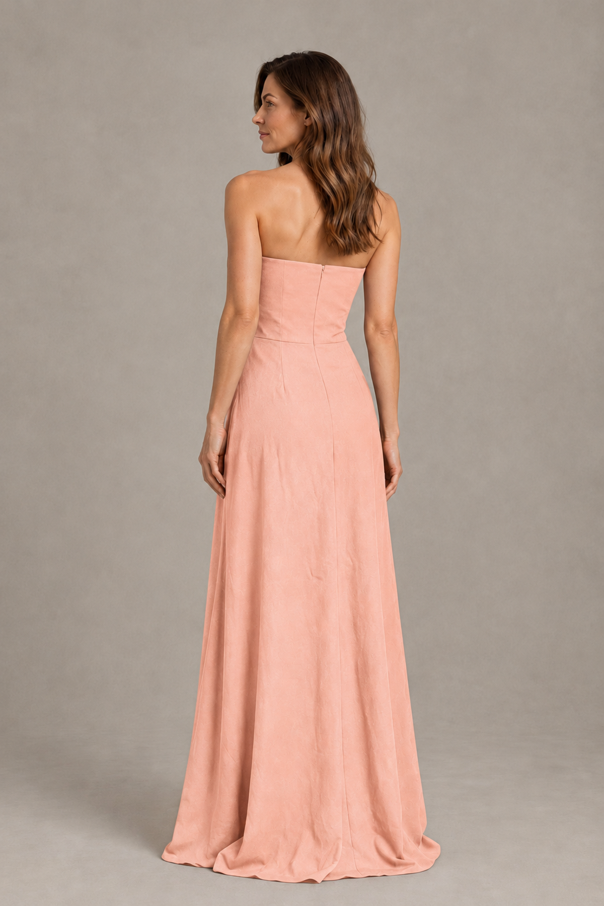 BOLODOO Peach Strapless Floral Mother of the Bride Gown - Peach - Peach_02