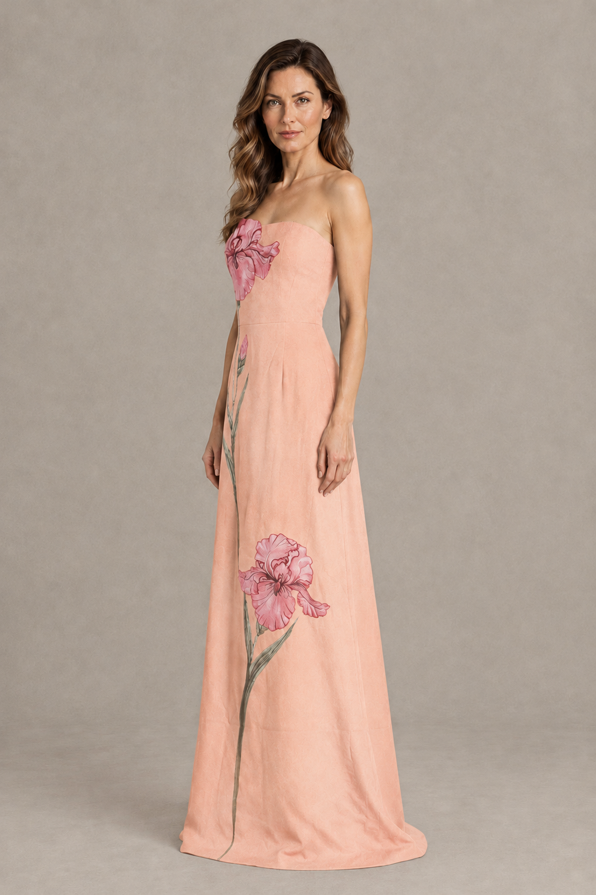BOLODOO Peach Strapless Floral Mother of the Bride Gown - Peach - Peach_03