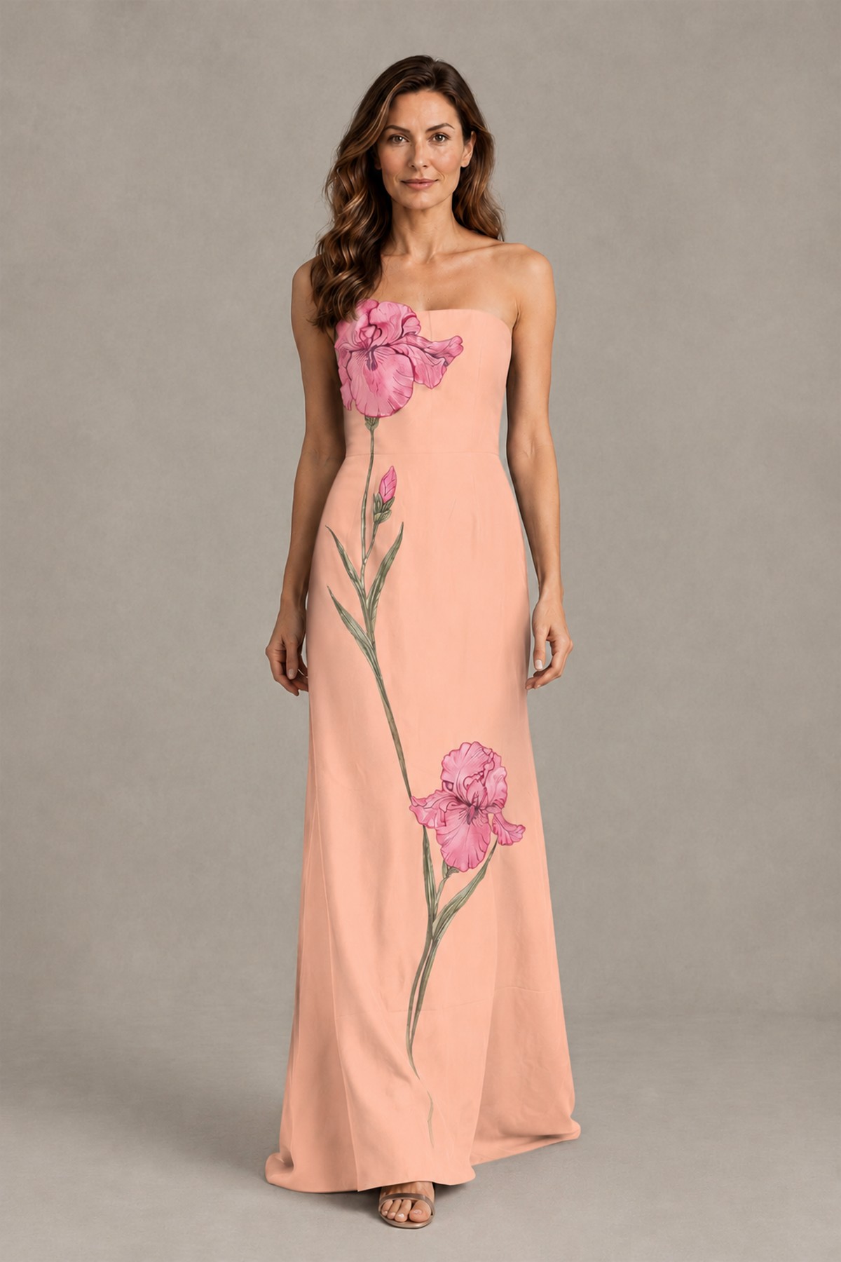 BOLODOO Peach Strapless Floral Mother of the Bride Gown - Peach - Peach_04