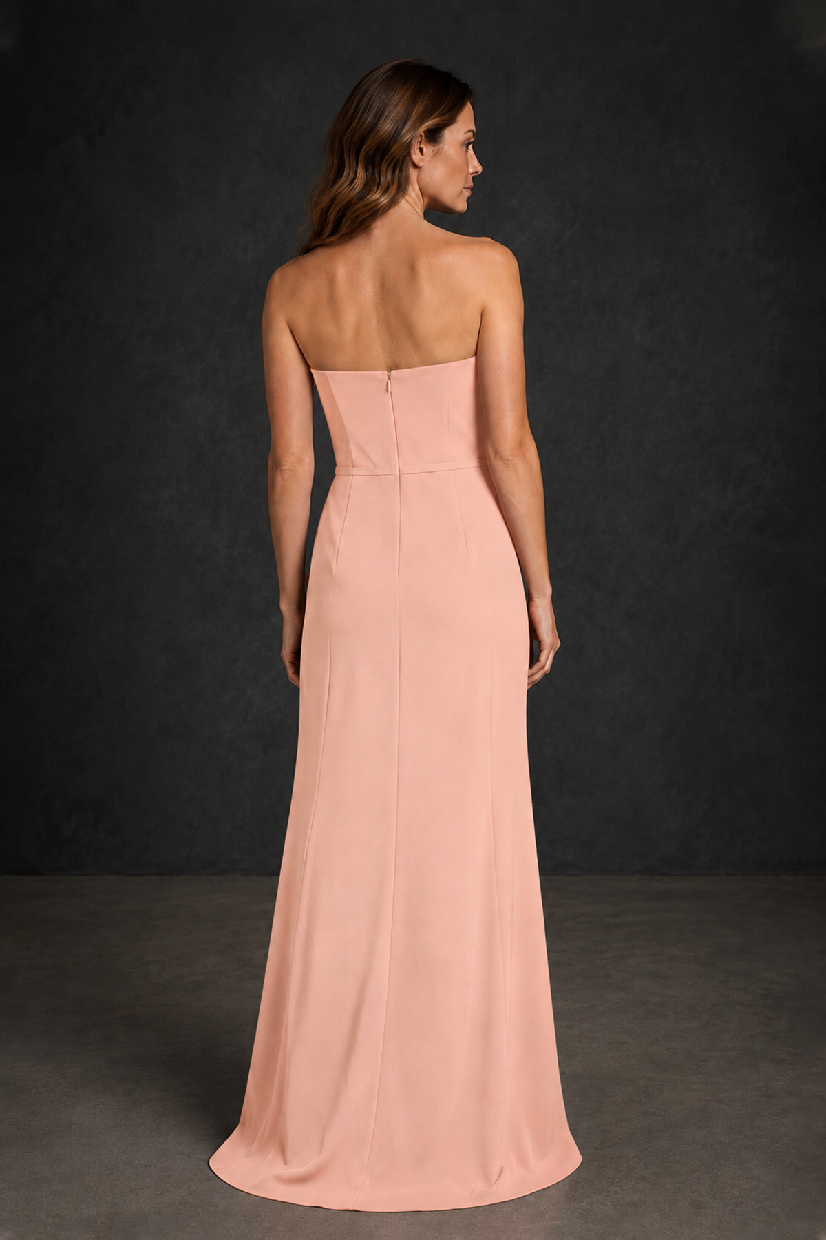 BOLODOO Peach Strapless Mother of the Bride Dress with Ruffle Detail - Peach - Peach_2
