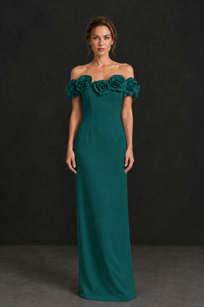 BOLODOO Peacock Off-the-Shoulder Floral Mother of the Bride Gown - Peacock - Peacock_01