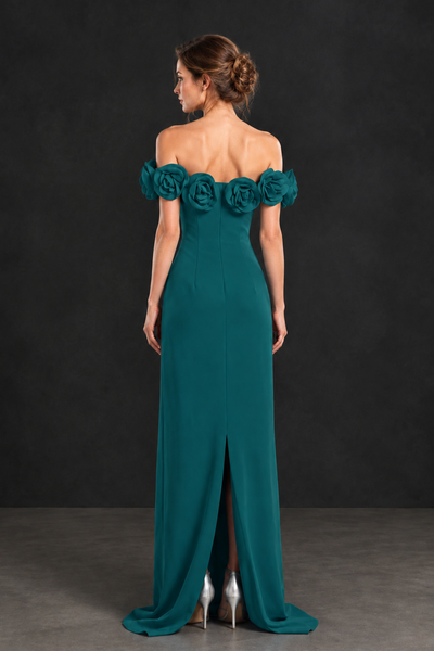 BOLODOO Peacock Off-the-Shoulder Floral Mother of the Bride Gown - Peacock - Peacock_02