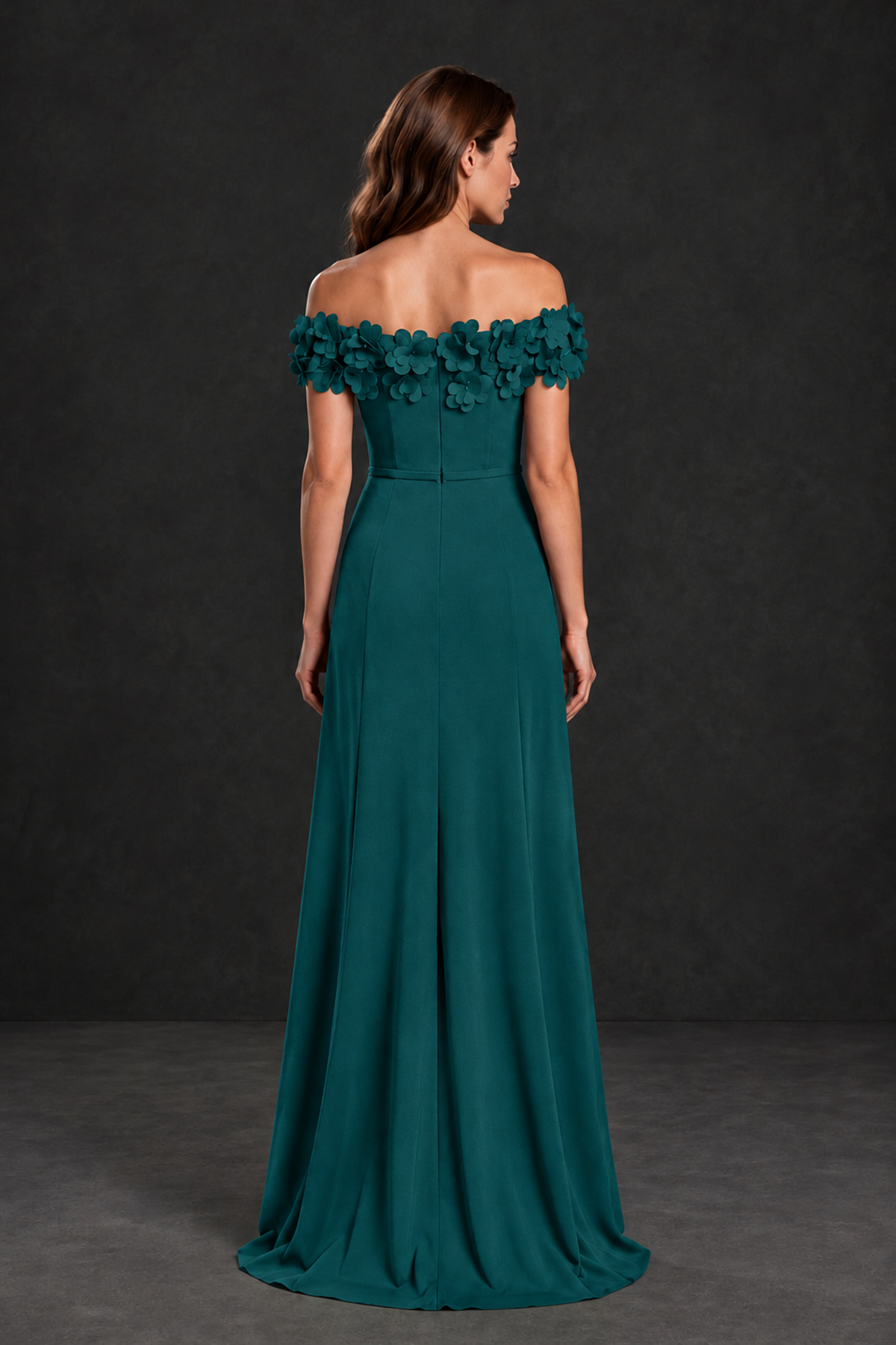 BOLODOO Peacock Off-the-Shoulder Mother of the Bride Dress with Floral Appliques - Peacock - Peacock_02