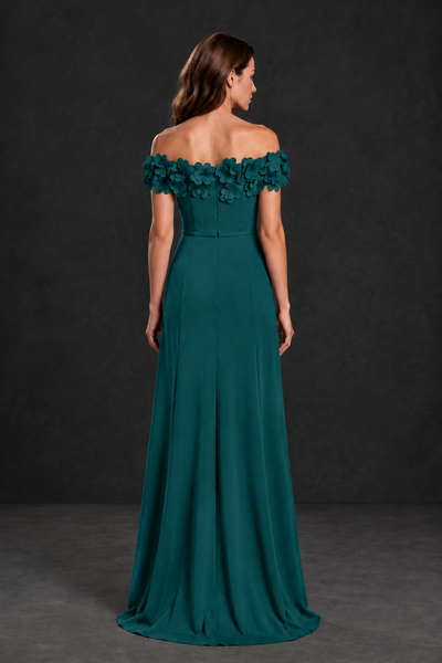 BOLODOO Peacock Off-the-Shoulder Mother of the Bride Dress with Floral Appliques - Peacock - Peacock_02