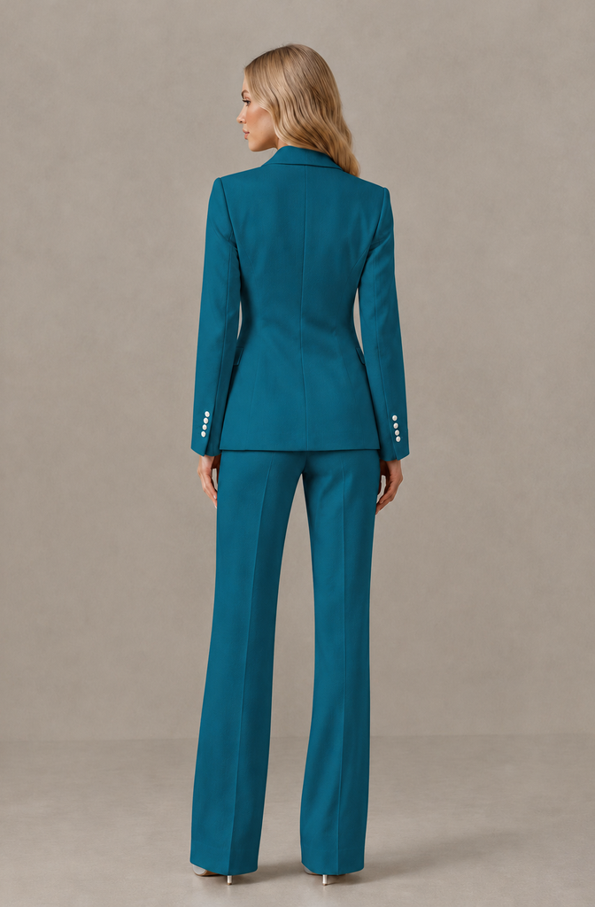 BOLODOO Peacock Women's Three-Piece Pantsuit with Blazer & Vest - Peacock - Peacock_02