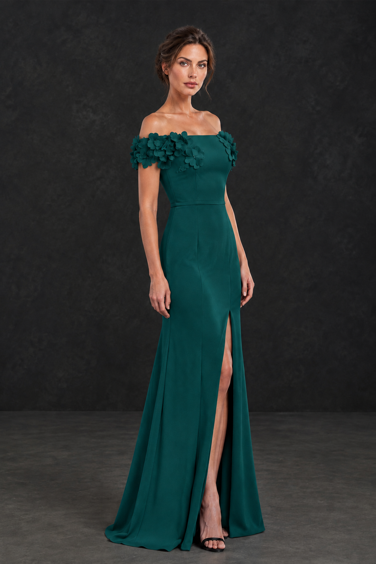 BOLODOO Peacock Off-the-Shoulder Mother of the Bride Dress with Floral Appliques - Peacock - Peacock_03