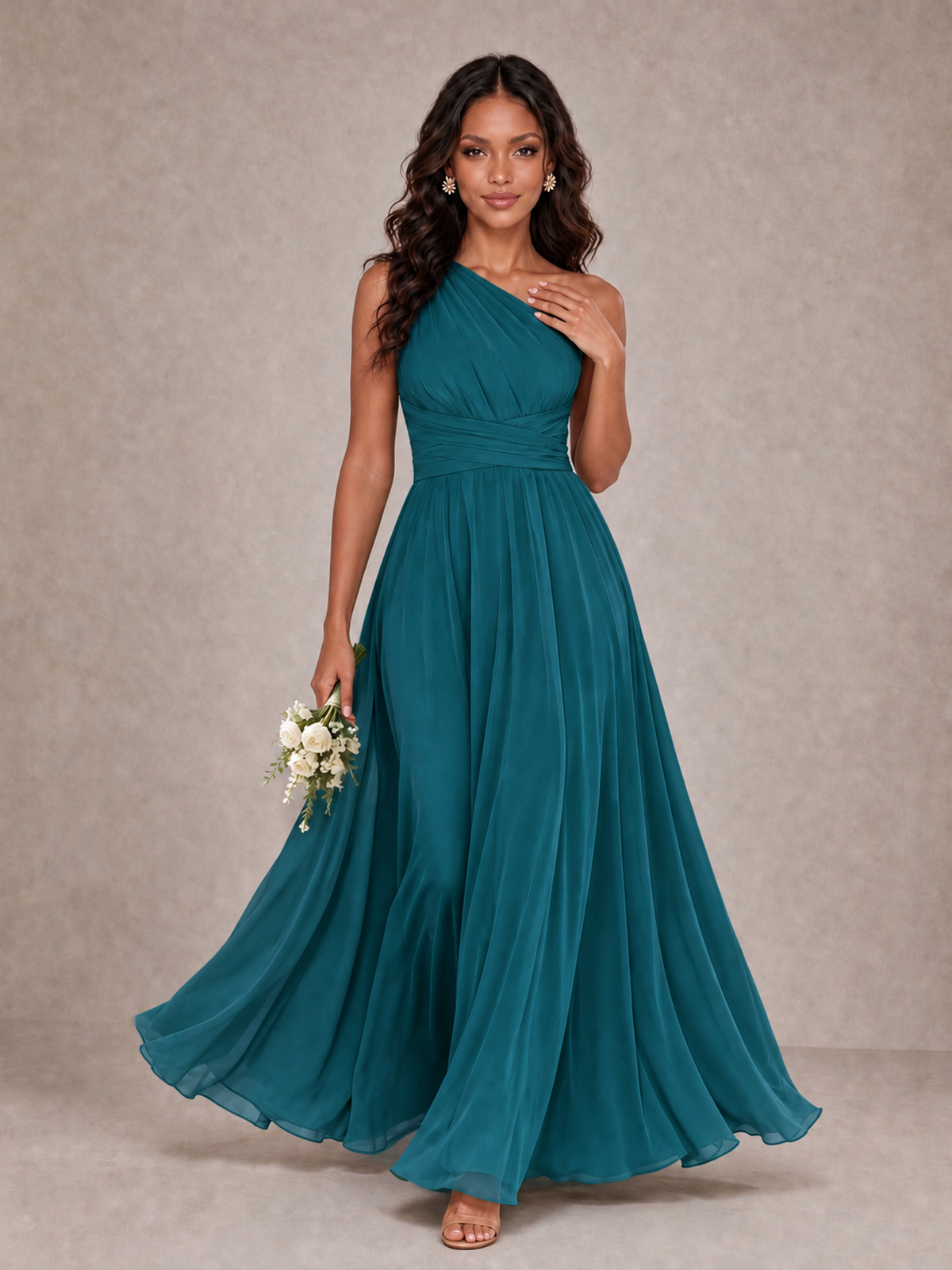 BOLODOO Peacock One-Shoulder A-Line Bridesmaid Dress - Peacock - Peacock_1
