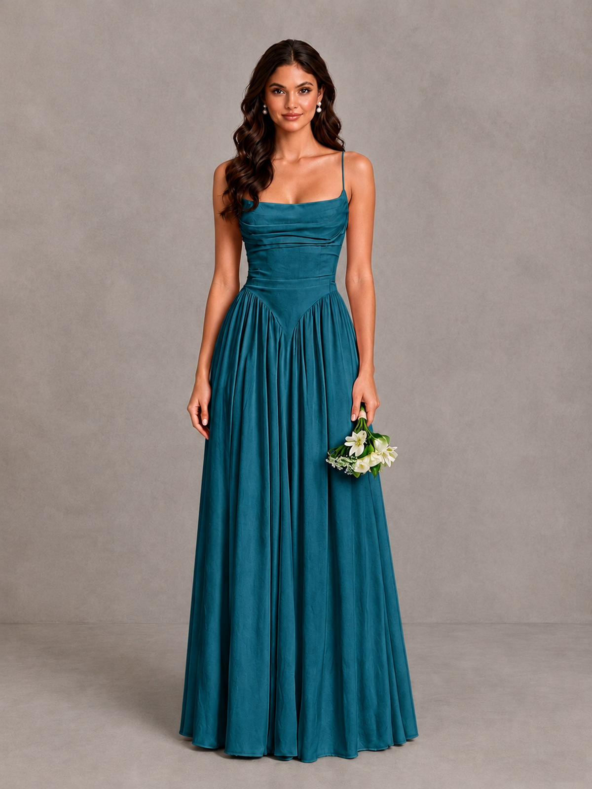 BOLODOO Peacock Lace-Up Back A-Line Bridesmaid Dress - Peacock - Peacock_1