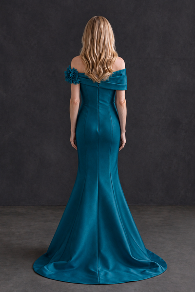 BOLODOO Peacock Off-Shoulder Floral Mermaid Mother of the Bride Dress - Peacock - Peacock_2