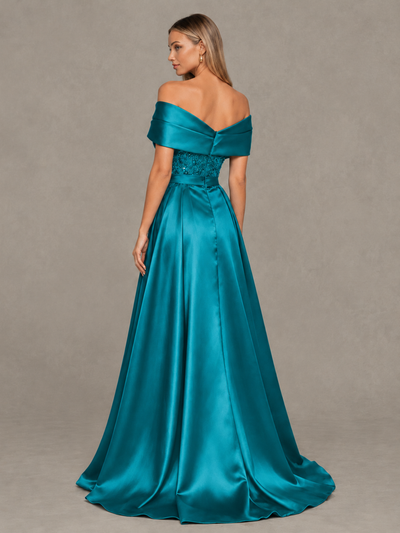 BOLODOO Peacock Sequin Mermaid Evening Dress with Detachable Satin Overskirt and Sweep Train - Peacock - Peacock_2