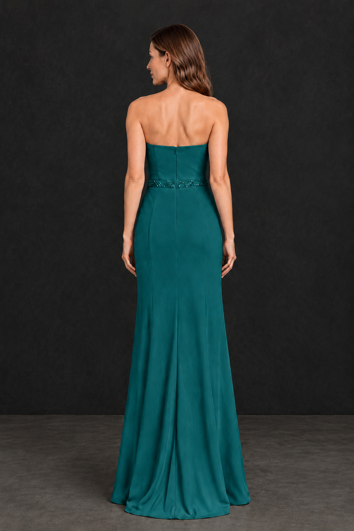 BOLODOO Peacock Strapless Mother of the Bride Dress with 3D Floral Appliques - Peacock - Peacock_2