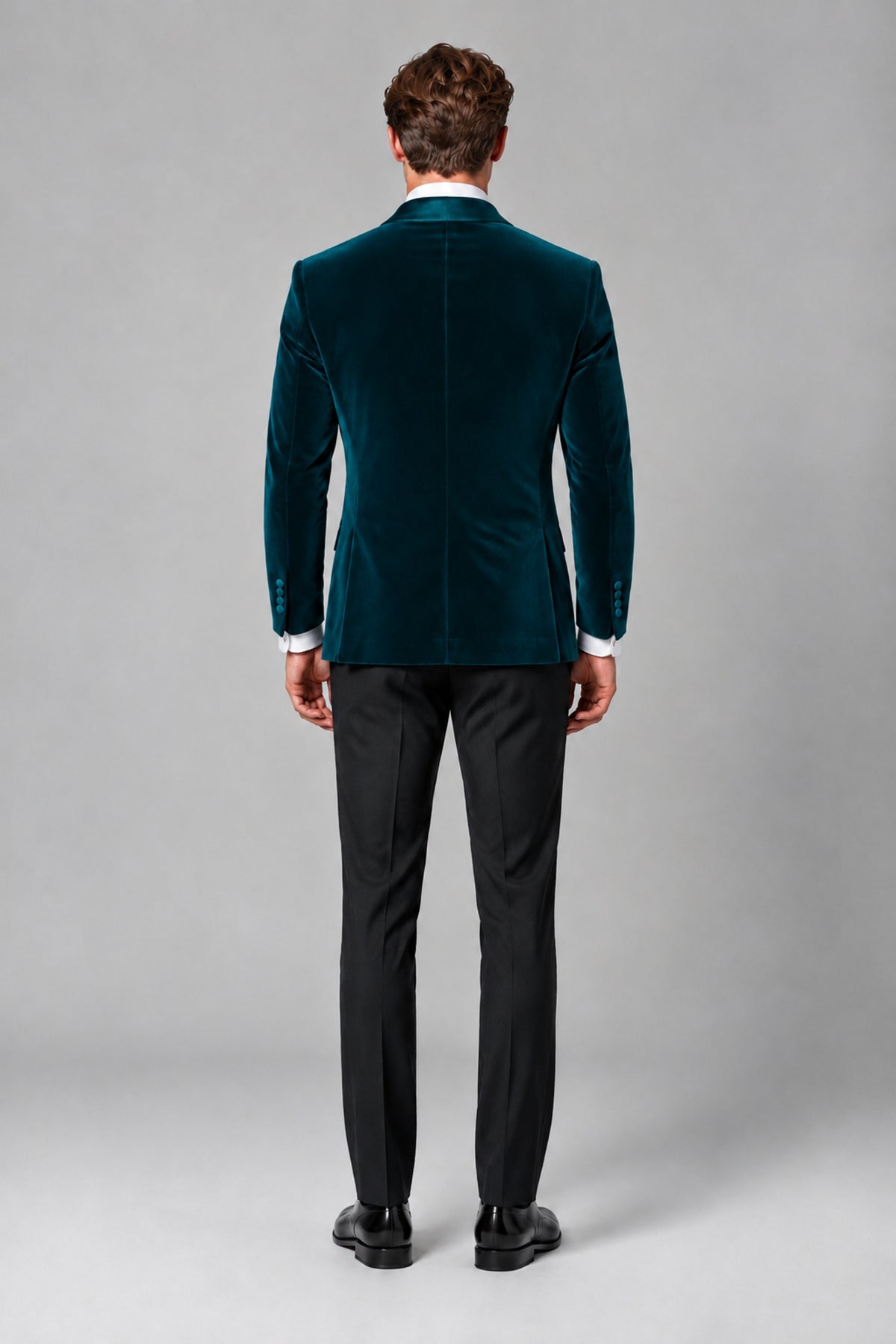 BOLODOO Men's Peacock Velvet Blazer | Shawl Lapel Tuxedo Jacket - Peacock - Peacock_3