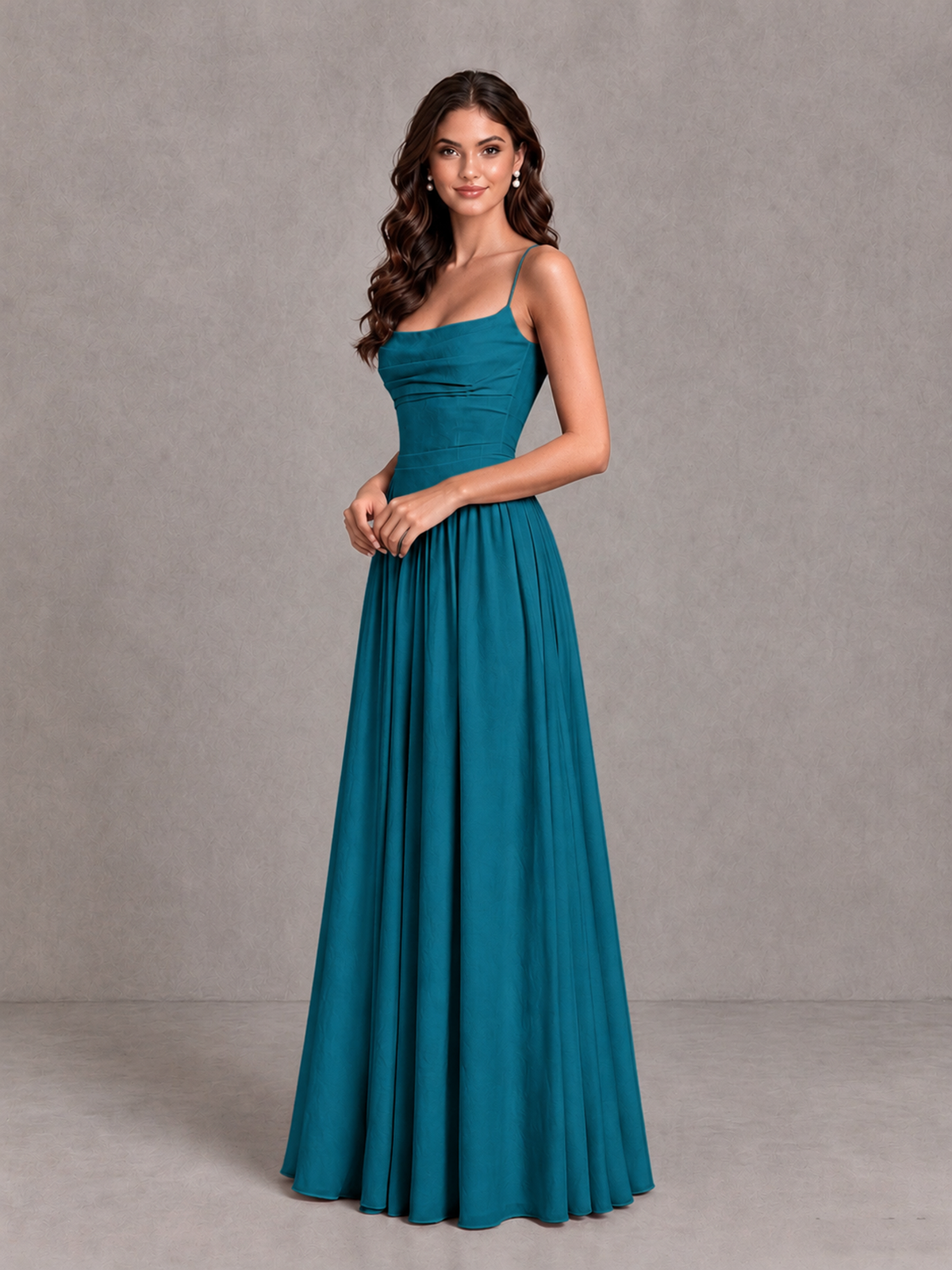 BOLODOO Peacock Lace-Up Back A-Line Bridesmaid Dress - Peacock - Peacock_3