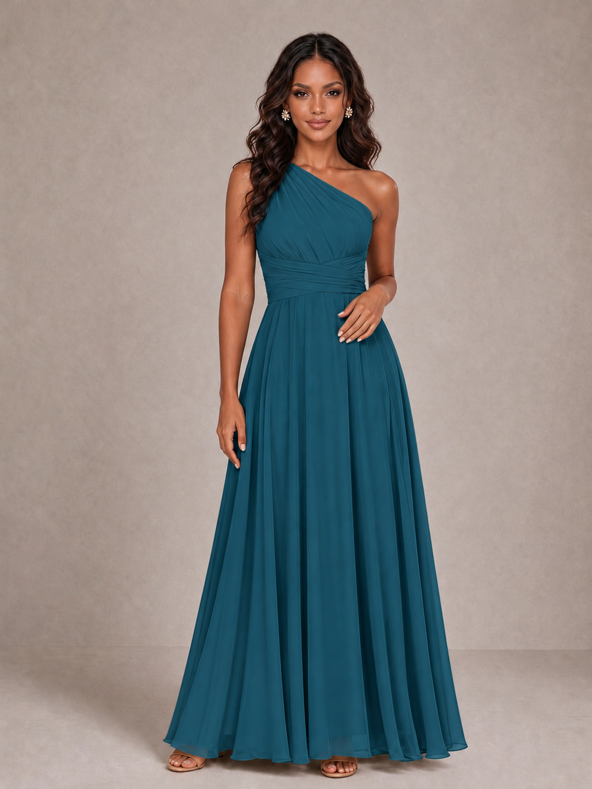 BOLODOO Peacock One-Shoulder A-Line Bridesmaid Dress - Peacock - Peacock_3