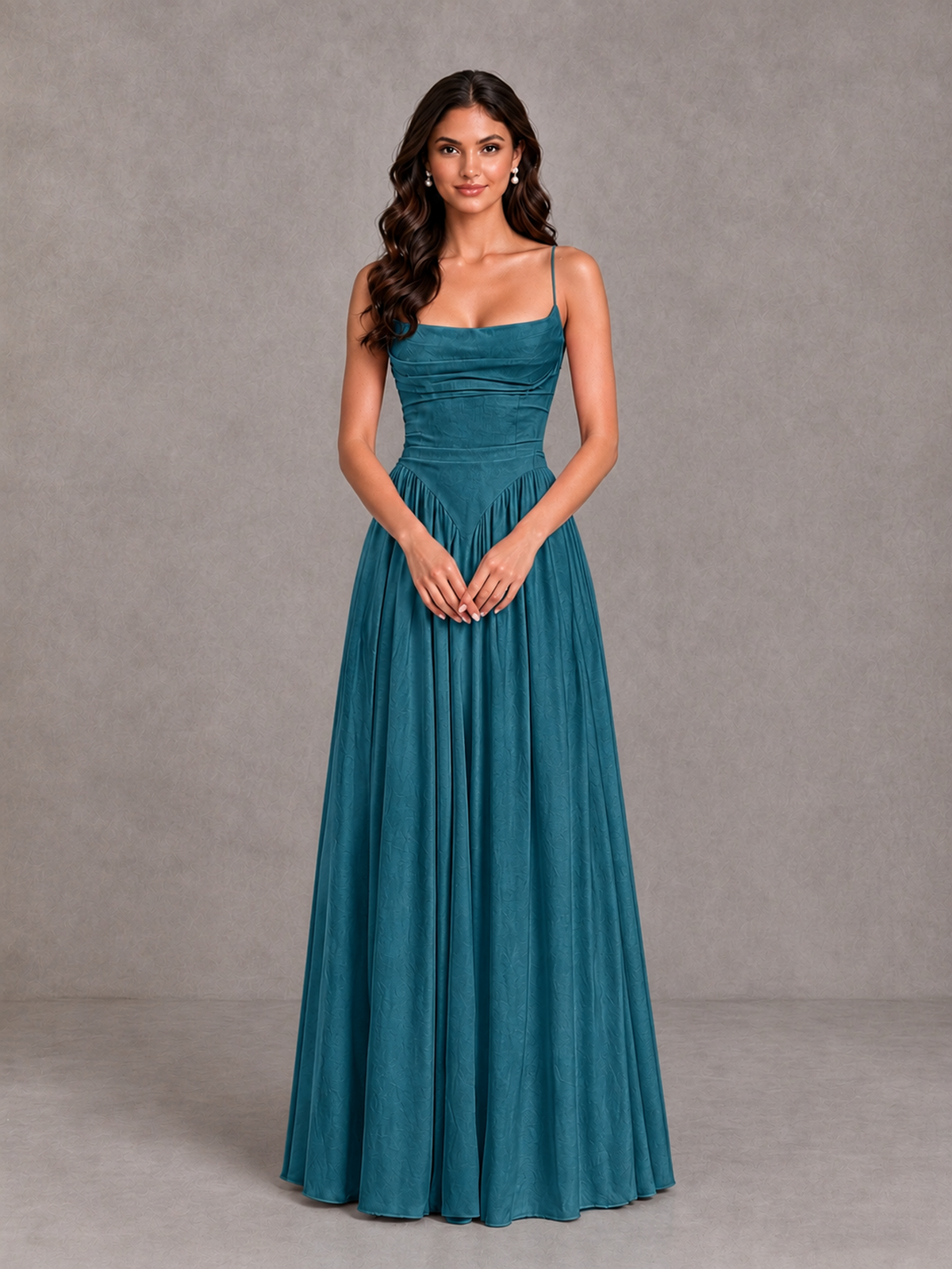 BOLODOO Peacock Lace-Up Back A-Line Bridesmaid Dress - Peacock - Peacock_4