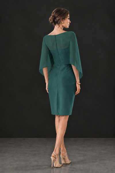 BOLODOO Peacock Cape Knee-Length Mother of the Bride Dress - Peacock - Peacock (2)