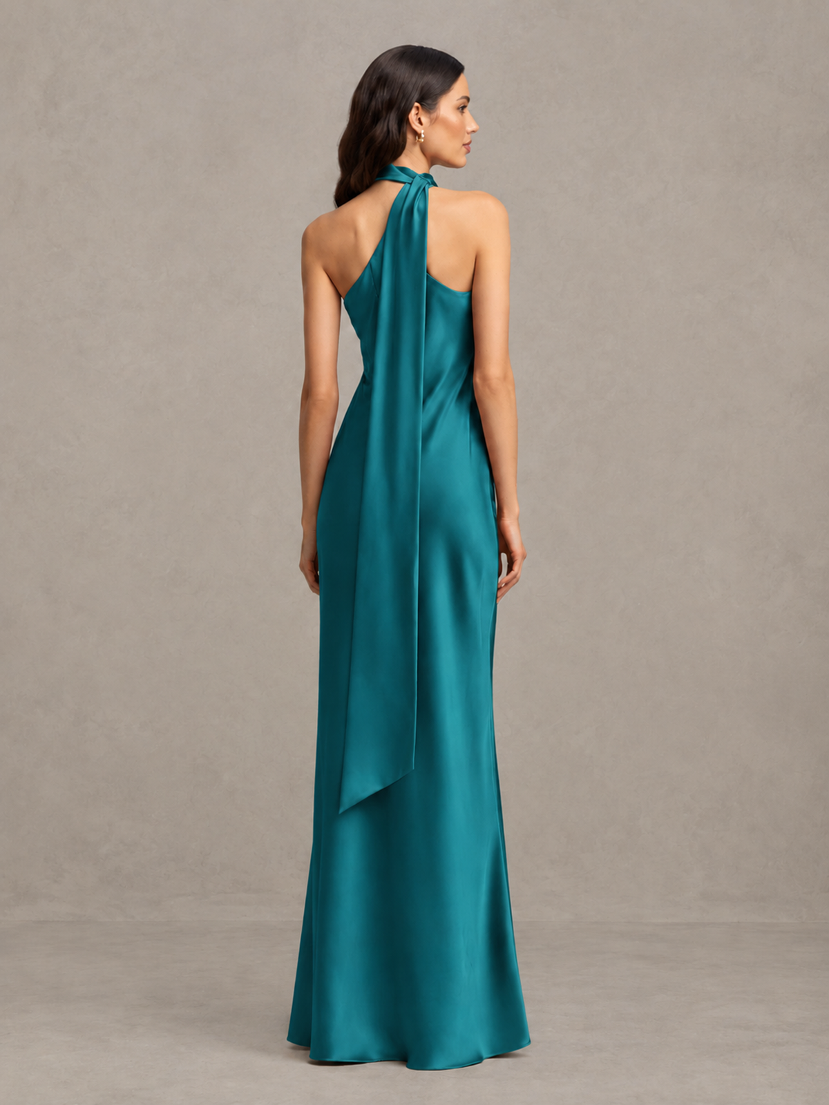 BOLODOO Peacock 1 Satin One-Shoulder Bridesmaid Dress with Open Back - Peacock 1 - Peacock_1 (2)