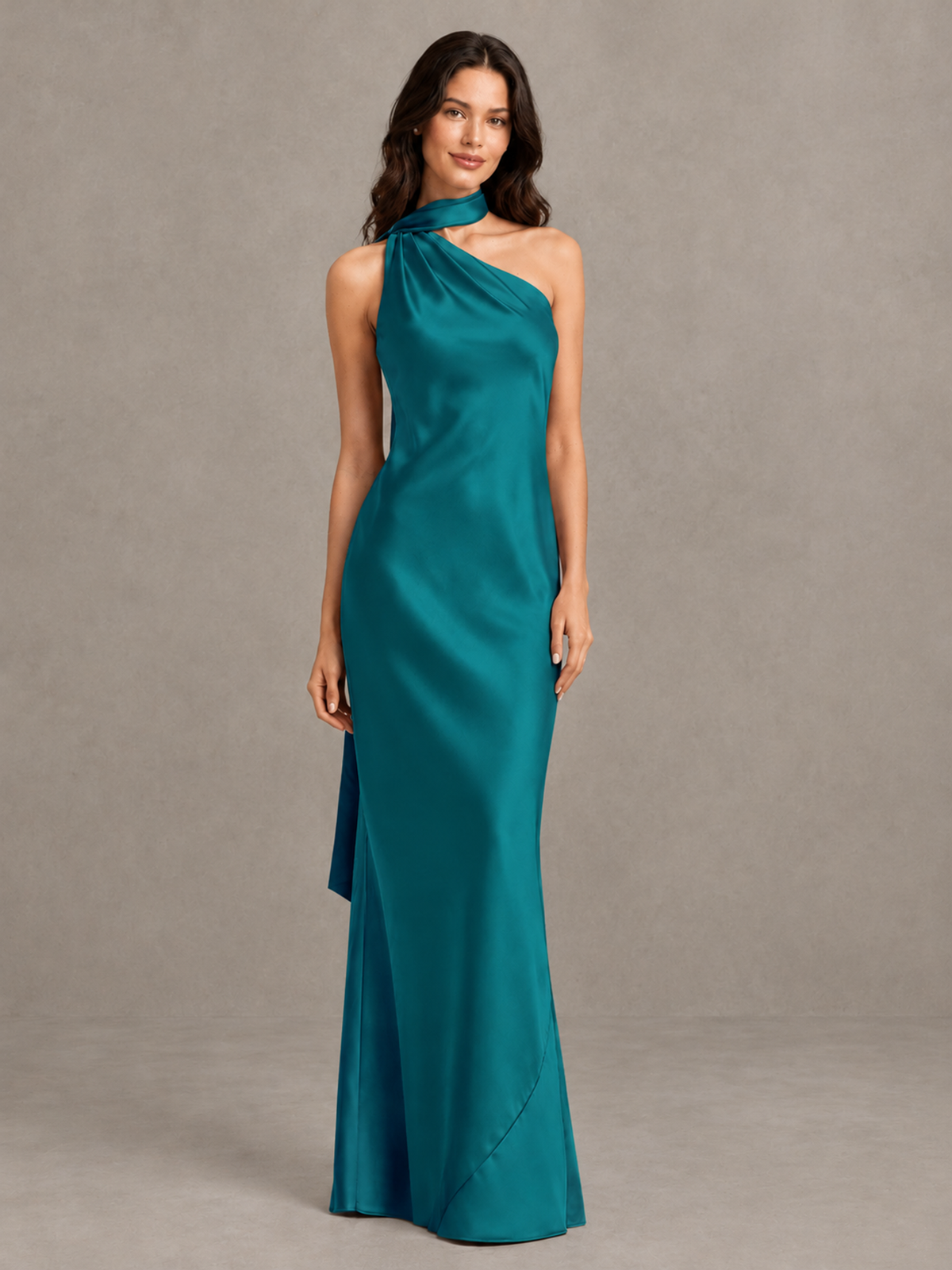 BOLODOO Peacock 1 Satin One-Shoulder Bridesmaid Dress with Open Back - Peacock 1 - Peacock_1 (4)